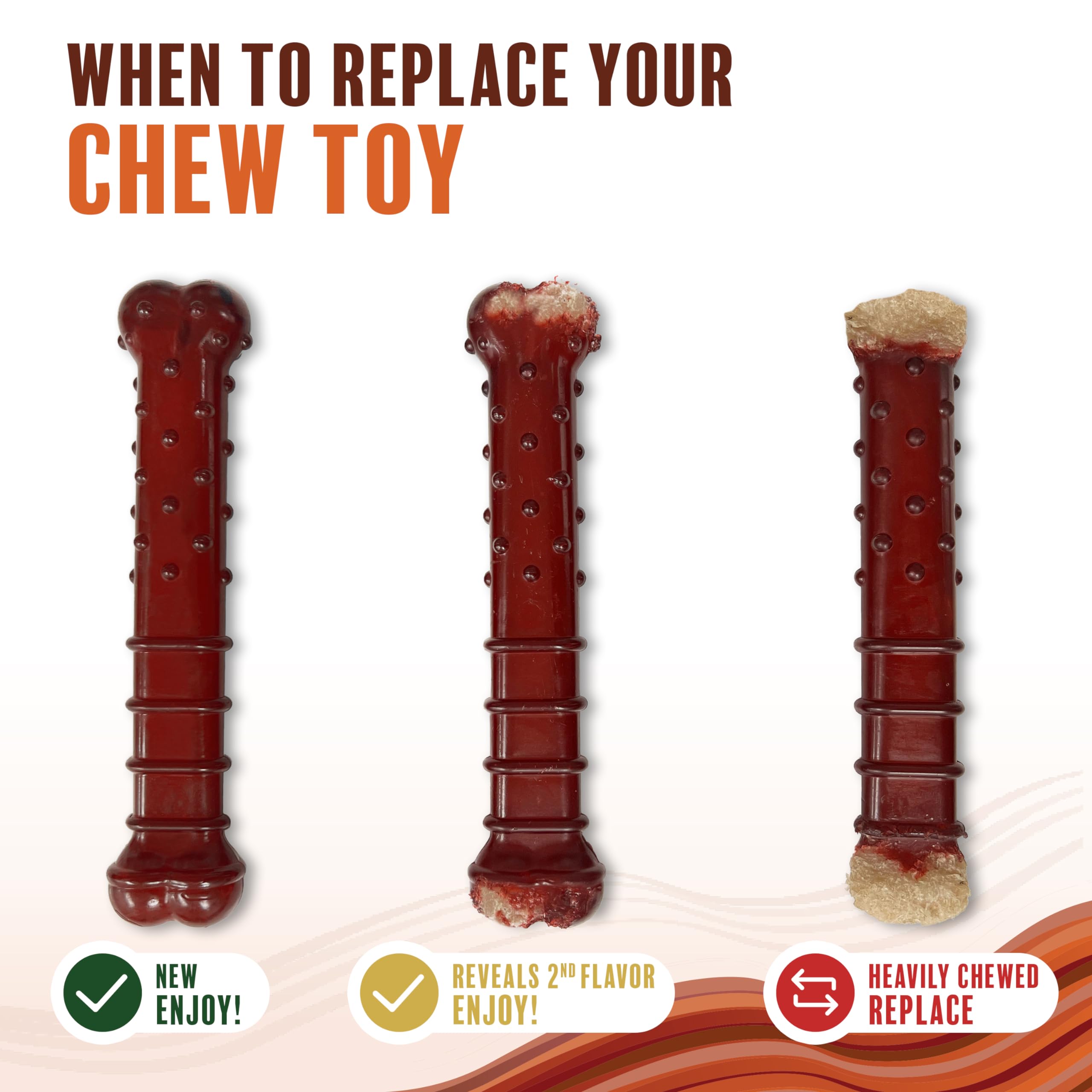 Nylabone Basted Blast Textured Bone Power Chew Toy For Dogs, Dog Toys For Aggressive Chewers, Bacon & Steak Flavor, Medium - Up To 35 Lbs, 1 Count