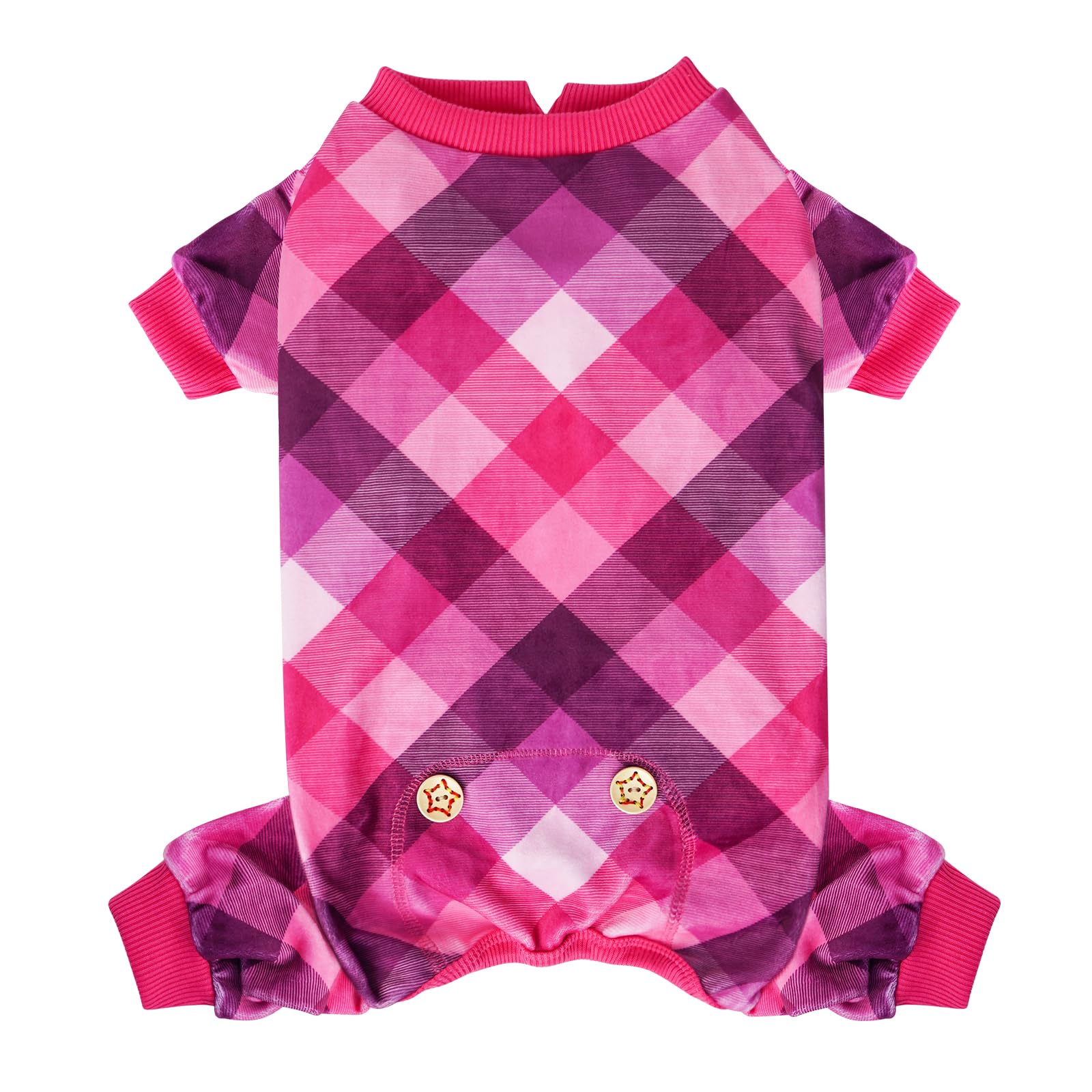 Kyeese Dog Pajamas Soft Coat Stretchy Onesie Comfy Pet Clothes Plaid Dog Pajamas For Small Dogs Boy Girl Velvet Doggie Jammies L