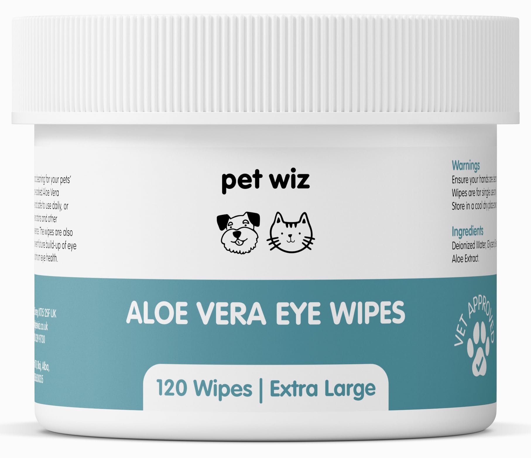 pet wiz Aloe Vera Eye Wipes for Cleaning Dogs & Cats  Extra Large