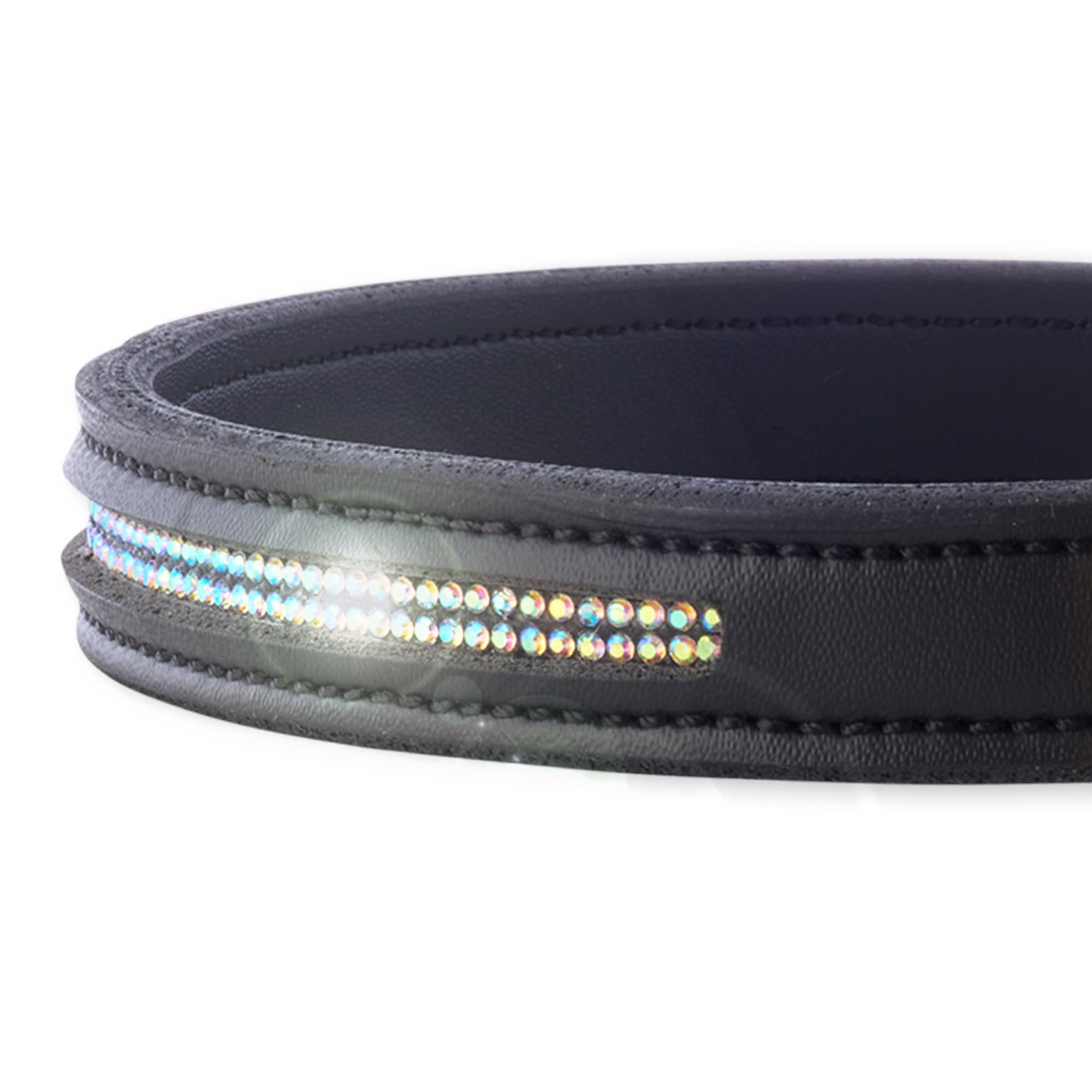 Pet Passion Adjustable Vegan Leather Dog Collar With Crystal Bling For Pets Small, Medium And Large Dogs, Black Bling, X-Small