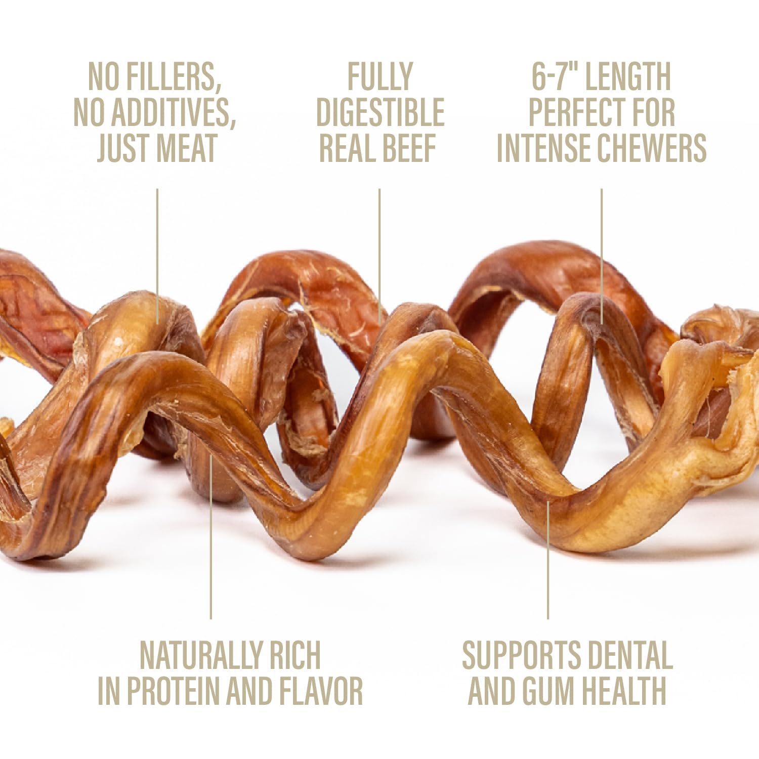 Chewers Joy Bully Spring Chews (6 Count) - Natural Dog Treats - Single Ingredient Long-Lasting Chews, High Protein