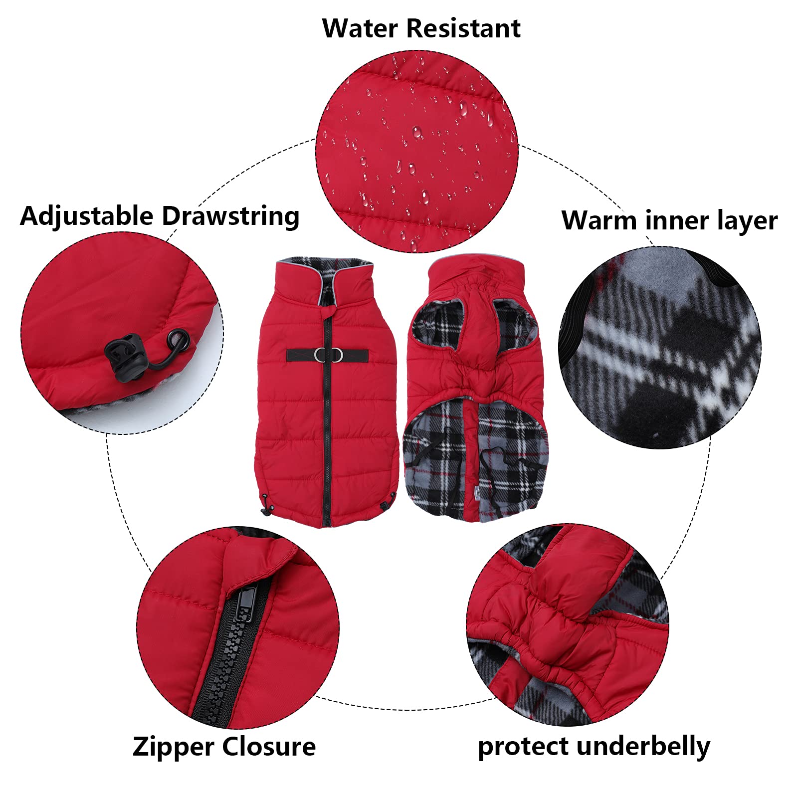 Geyecete Dog Winter Warm Coat Dog Winter Jacket Windproof Snowproof,Pet Outdoor Jacket Dog Jacket For Small Medium Large Dogs-Red-M