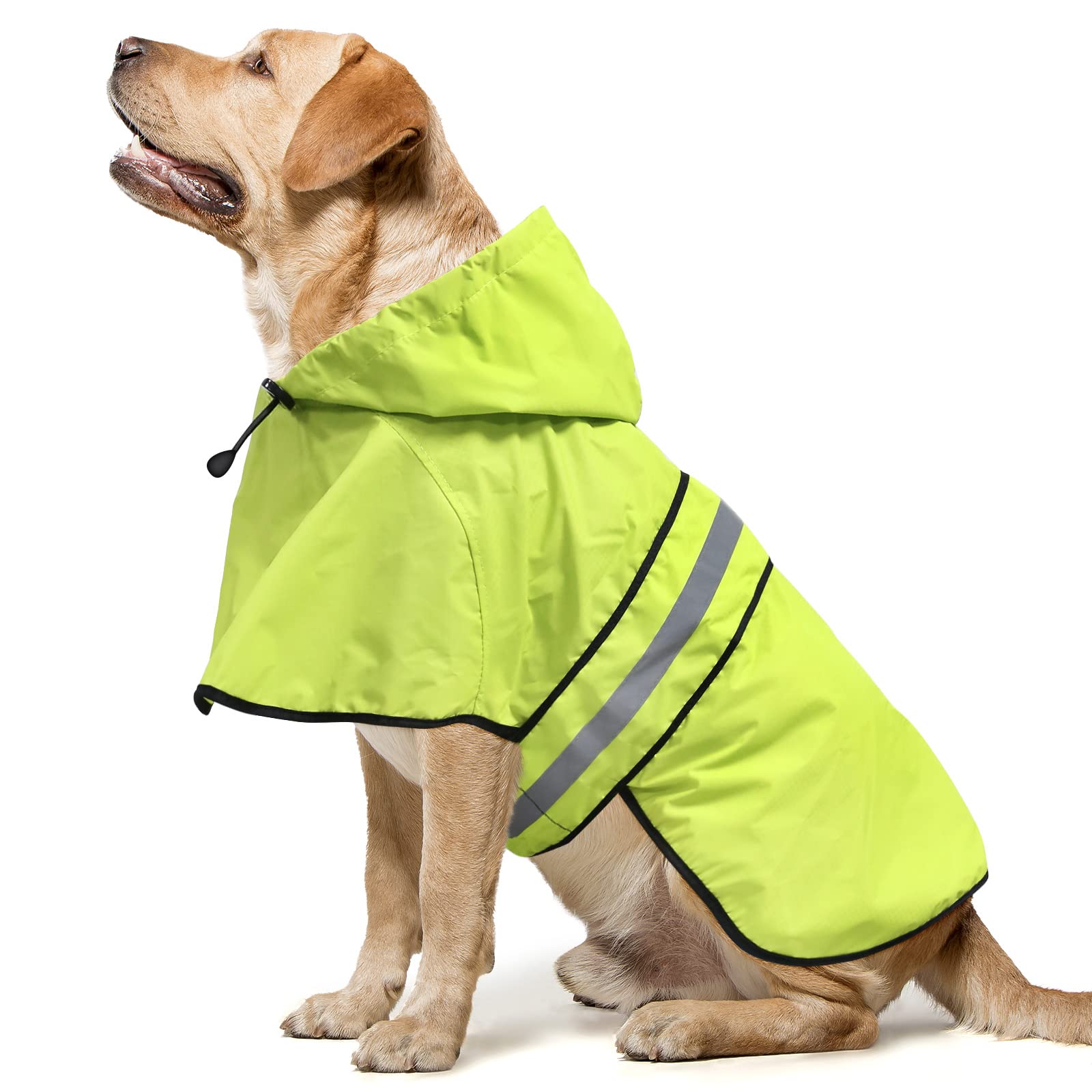 Domagiker Reflective Dog Raincoats - Waterproof Lightweight Dog Raincoat Rain Poncho, Adjustable Dog Raincoats Jacket For Night 