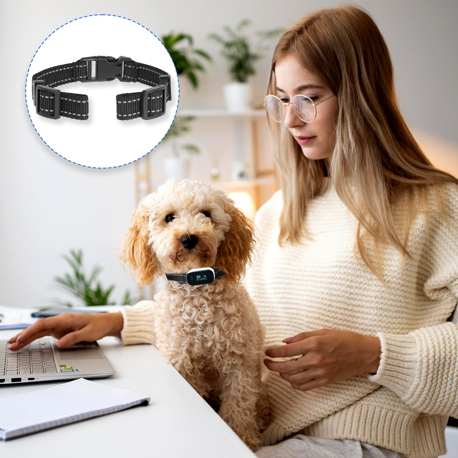 KALIONE Reflective Dog Collar Replacement Strap - Heavy Duty E Collar for Training Small Medium Large Dogs (2cm Wide)