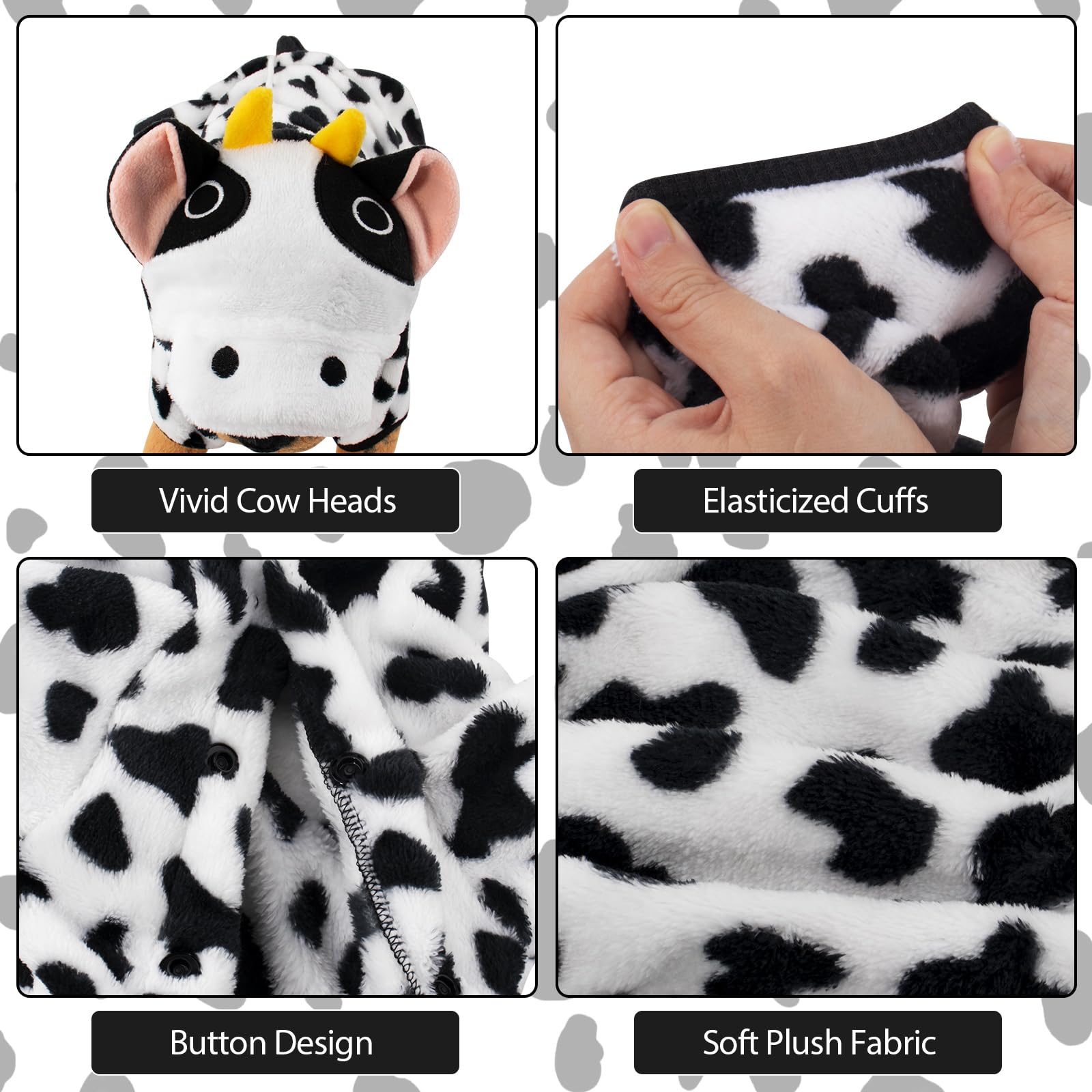 Dog Cow Costume - Adorable Halloween Dog Costumes Cow Style Hoodie Soft And Comfortable Jumpsuits For Small Puppy Dog