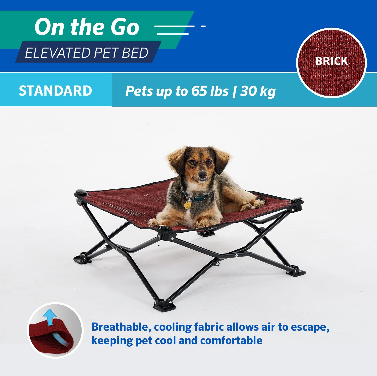 On The Go Pet Bed - Brick - Standard (24'' X 24'')