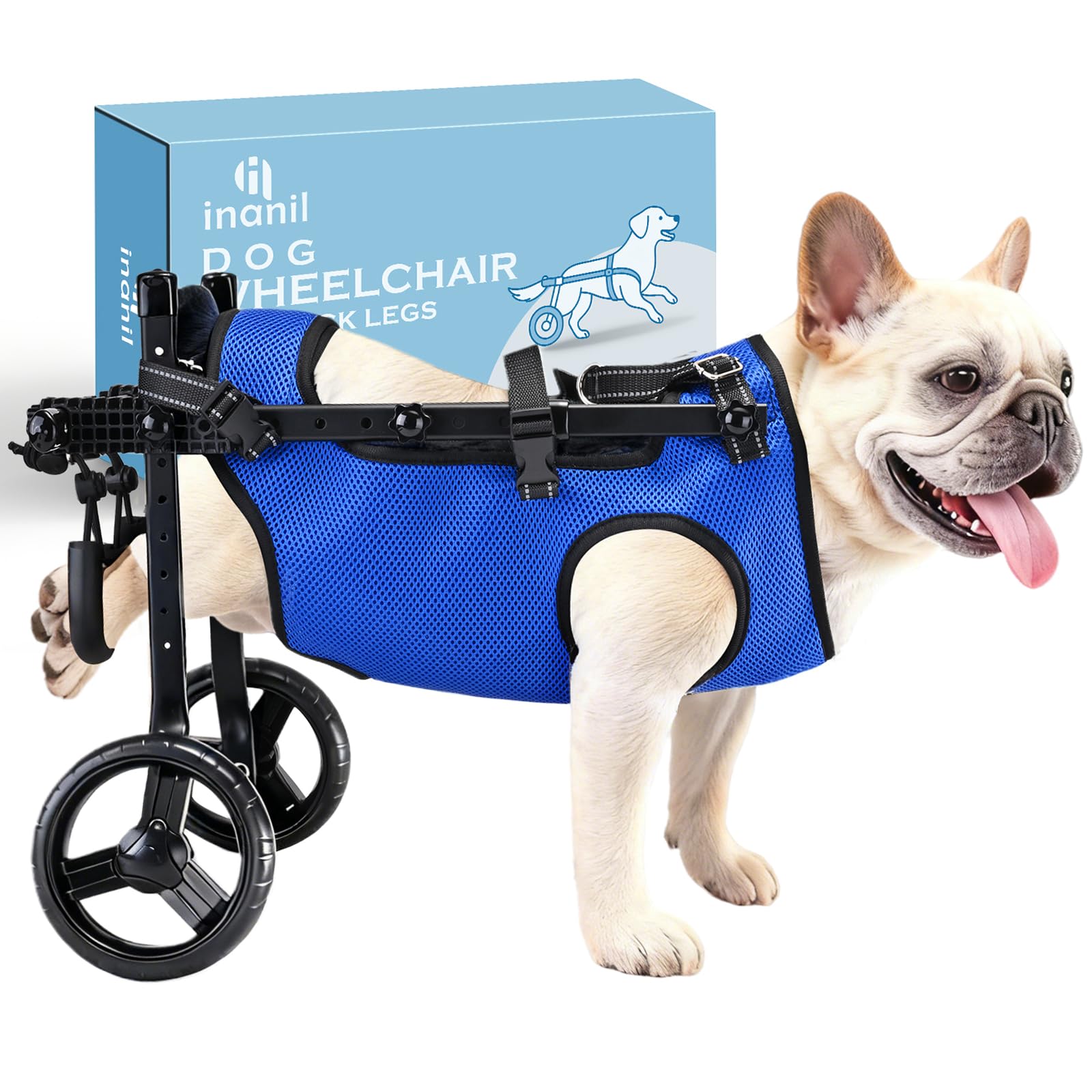 Dog Wheelchair for Back Legs - Adjustable Height/Length/Width, Sturdy Wheelchair with All-Terrain Shock-Absorbing Wheels, Mobili