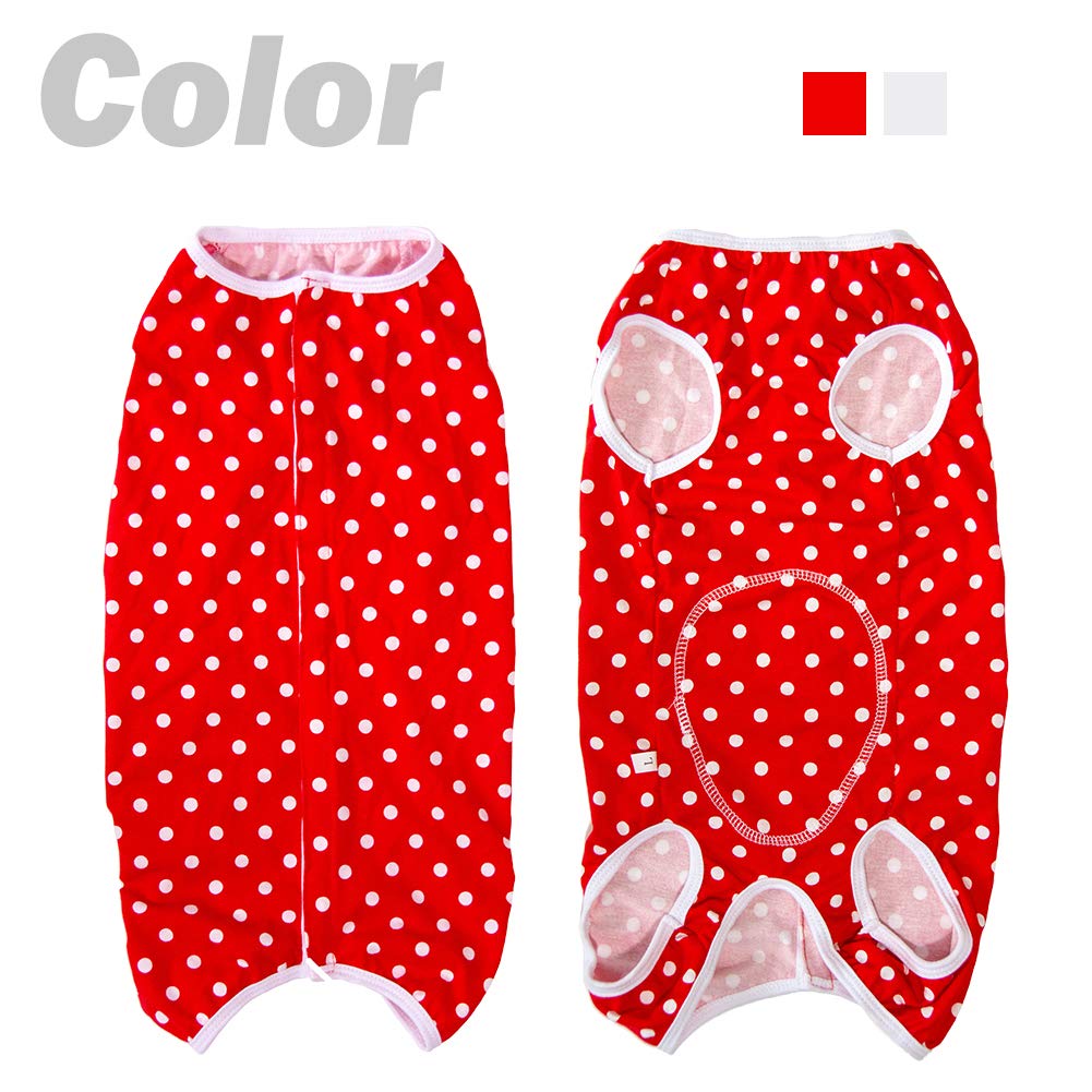 Dogs Recovery Suit Post Surgery Shirt For Puppy, Wound Protective Clothes For Little Animals(Red Spot-Xl)
