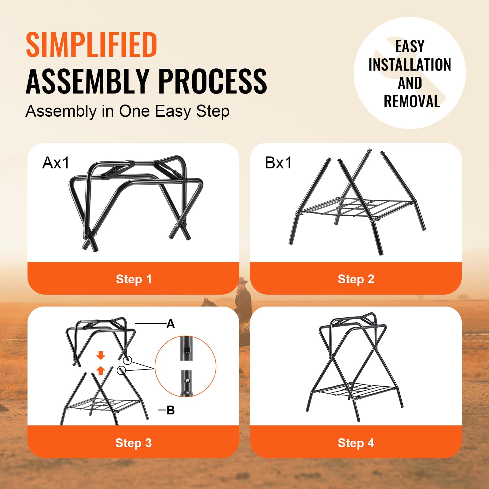 VEVOR Folding Saddle Rack, 2 Packs Freestanding Horse Saddle Stand, Portable Horse Blanket Holder, Heavy Duty Steel Saddle Rack