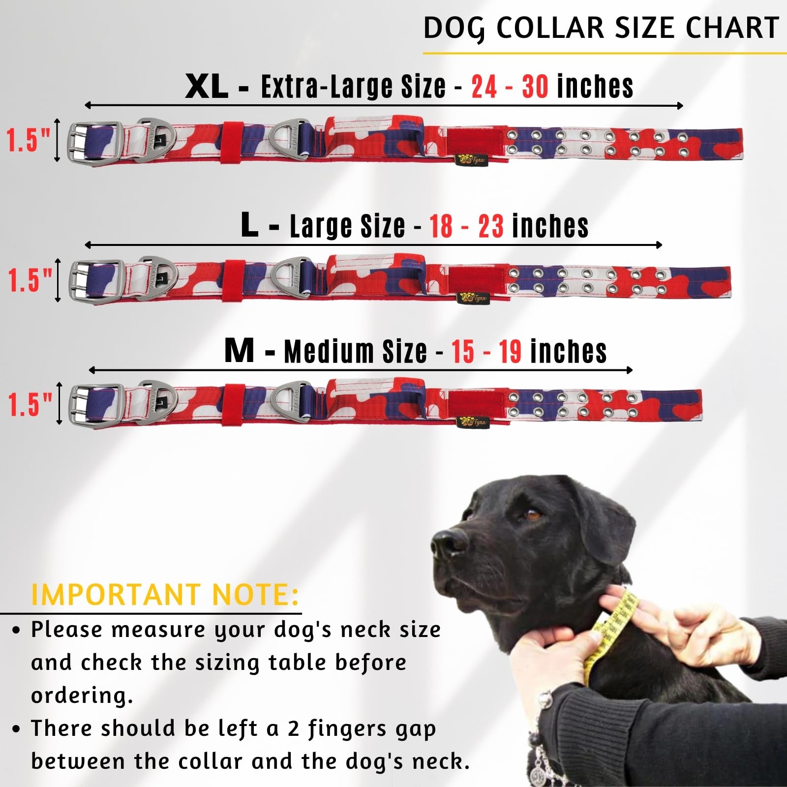 Adityna Heavy Duty Dog Collar For Medium Dogs - Camo Red Blue Collar With Handle For Training, And Walking - Wide, Thick, Tactic
