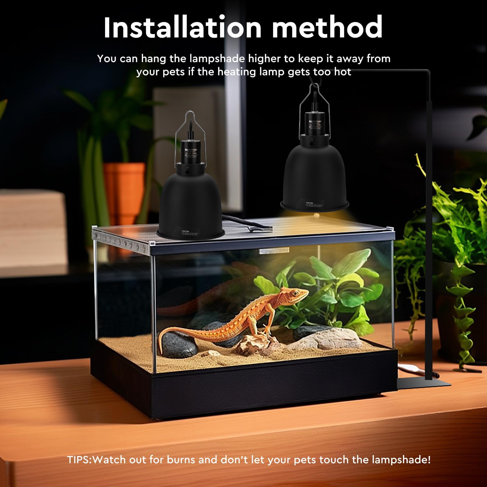 Reptitrip Reptile Light Fixture 5.5'', Reptile Heat Lamp Max 100W, Reptile Tank Lighting Fixtures, Fixture For Uvb Reptile Light