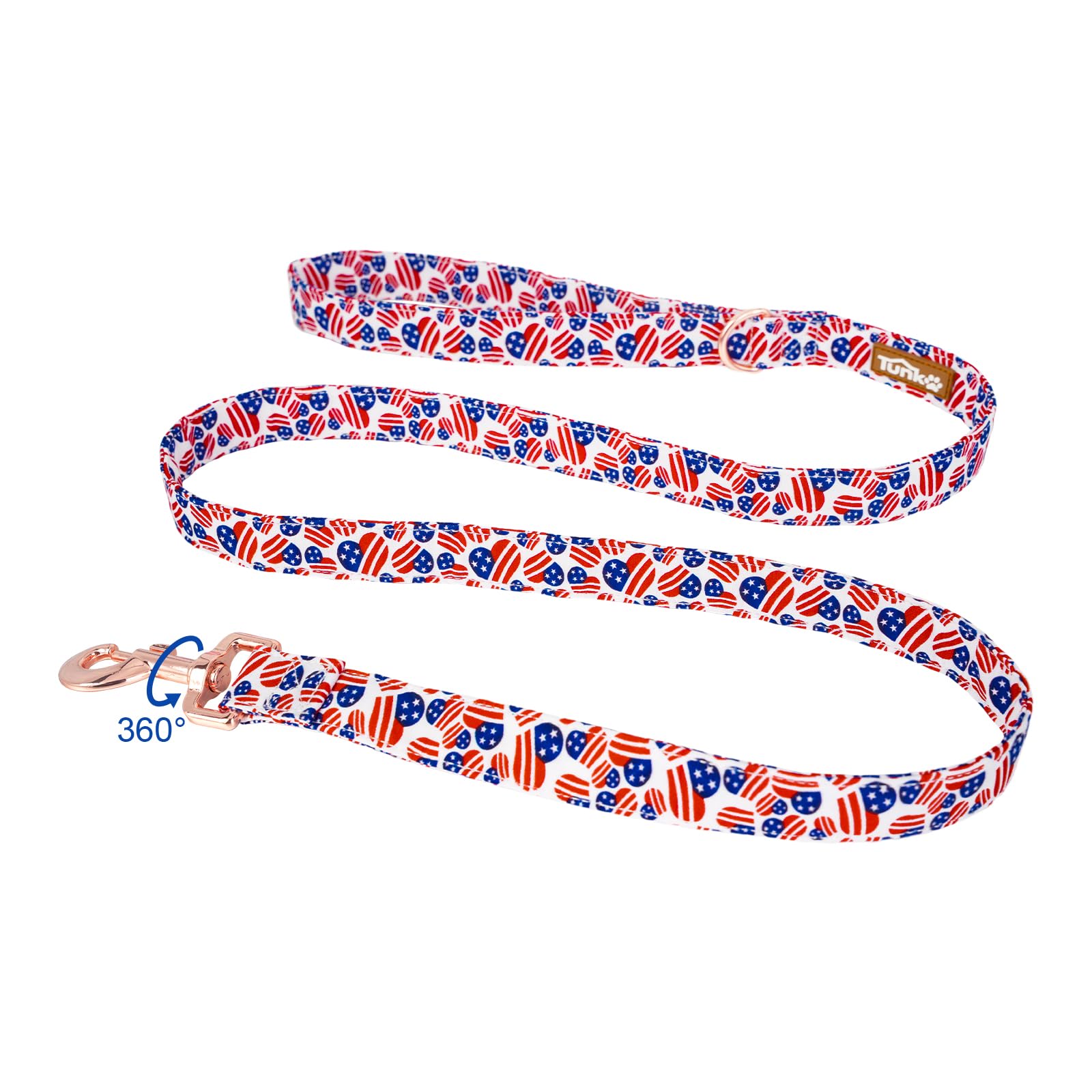 Tunkoo American Flag Dog Leash Super Cute Heart, Durable And Stylish Pet Leash With Metal Buckle, Available In Small, Medium, La