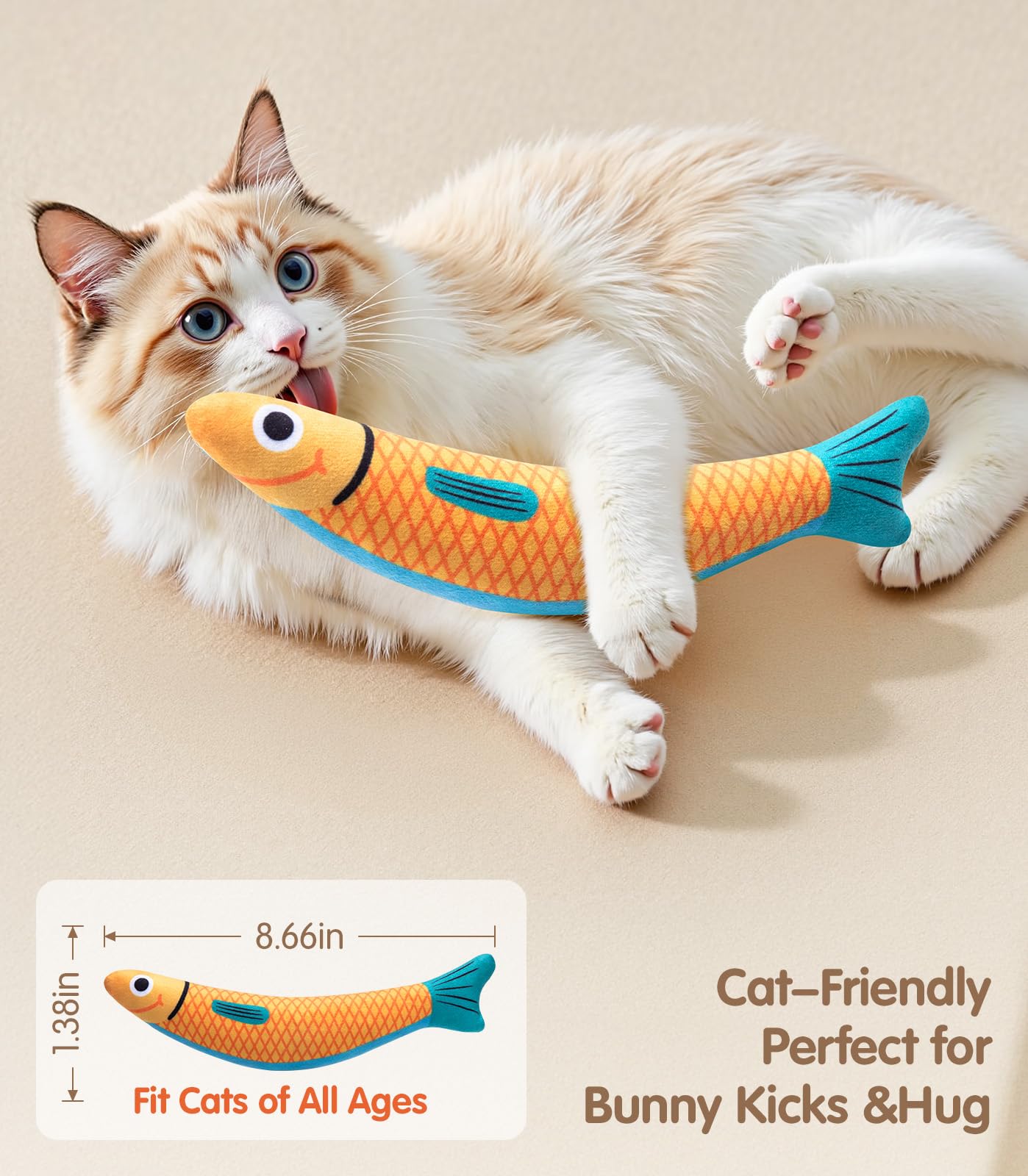 Interactive Cat Toys with[5000mg Premium A+Catnip &Silvervine][Baby Grade] Soft Chew Kicker Cat Toys for Indoor Cats & Kittens,