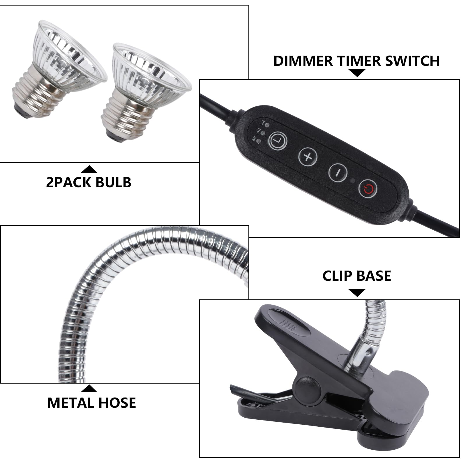 Repti Home Turtle Basking Light (Cycle Timer), Tortoise Lamp Uva Uvb Heat Bulbs -2 Pack 50W, 360Rotatable Turtle Uva/Uvb Basking