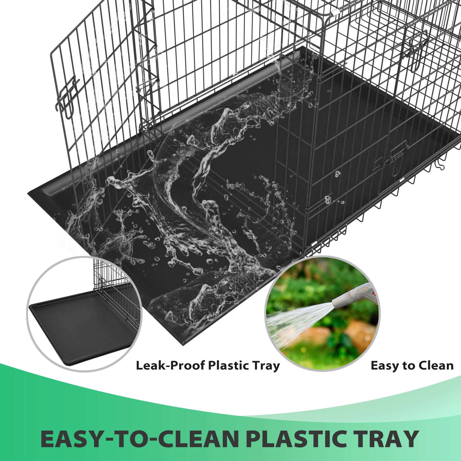 Bestpet Dog Crate Dog Cage Dog Kennel Metal Wire Double-Door Folding Pet Animal Pet Cage With Plastic Tray And Handle For Small