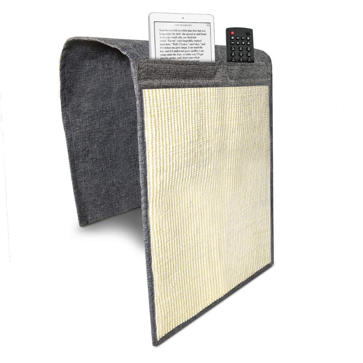 Navaris Cat Scratch Armrest Organizer - Sisal Furniture Protector Scratching Pad For Cats - Scratcher Mat Cover For Sofa Couch Armchair - Dark Gray