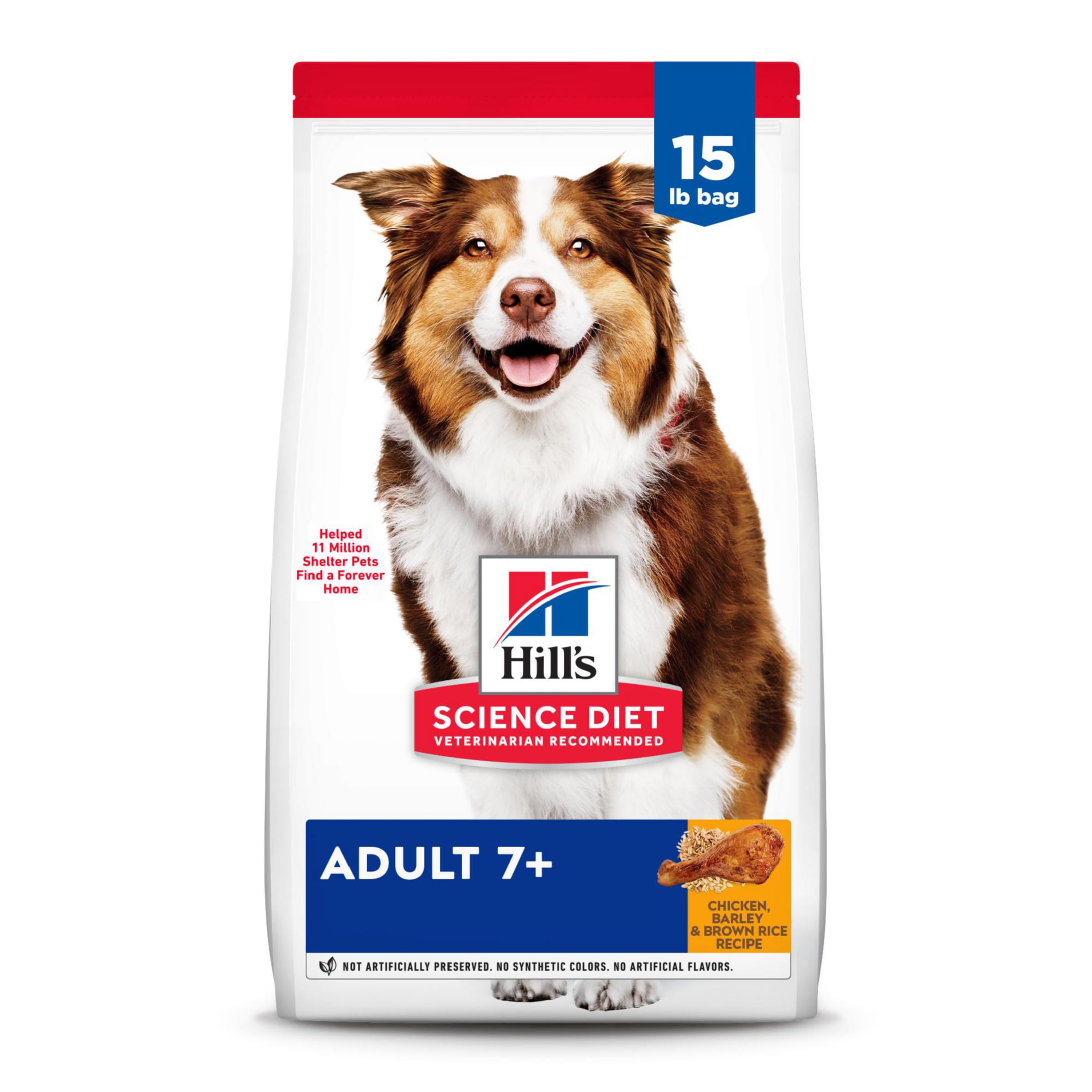 Hills Science Diet Senior 7+ Chicken Meal, Barley & Brown Rice Recipe Dry Dog Food, 15 lbs.
