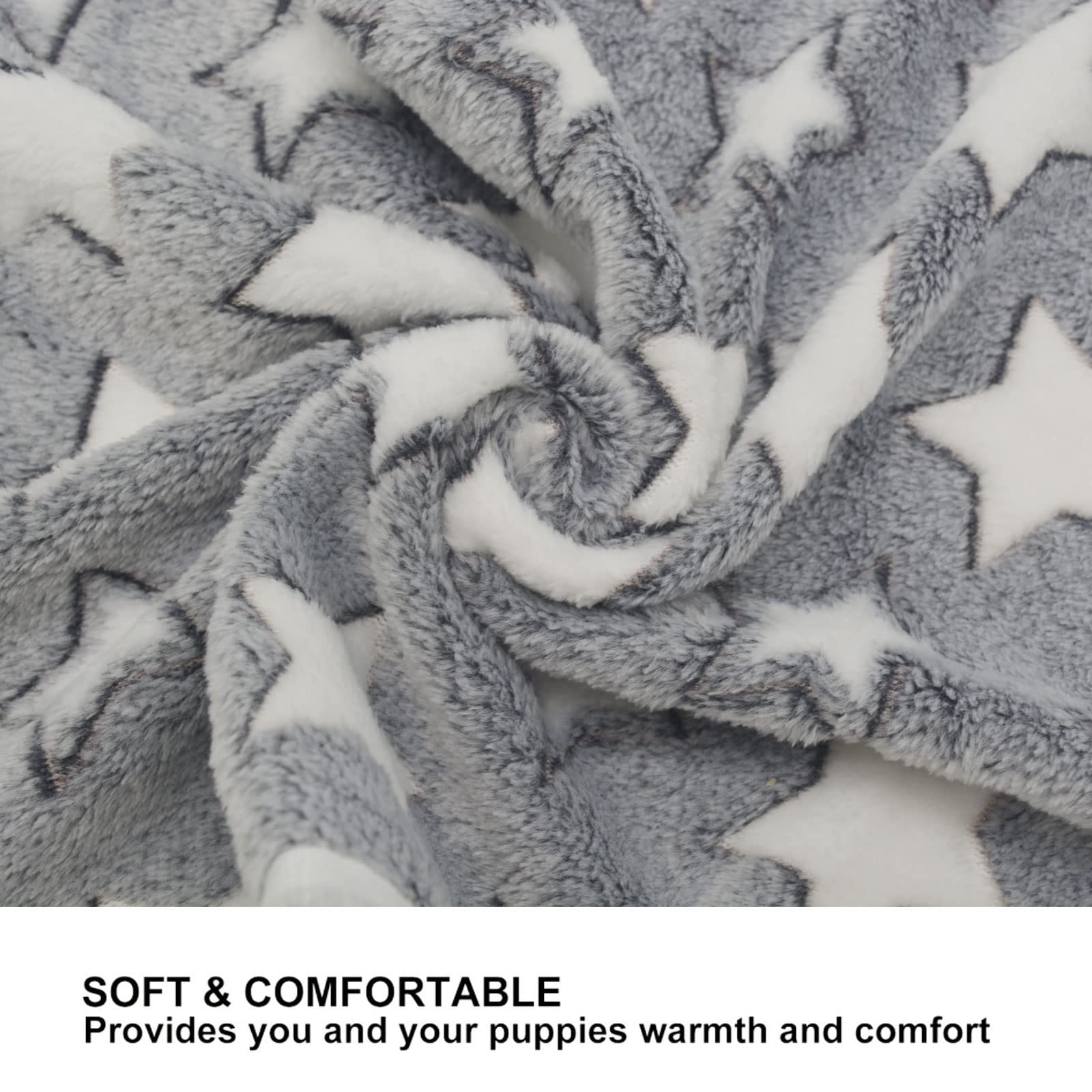 1 Pack 3 Puppy Blankets Cat Dog Blankets Super Soft Warm Sleep Mat Grey Star Cute Print Blanket Fluffy Fleece Pet Blanket Flannel Throw For Small Dogs Puppy Dogs Cats Small(23'X15')