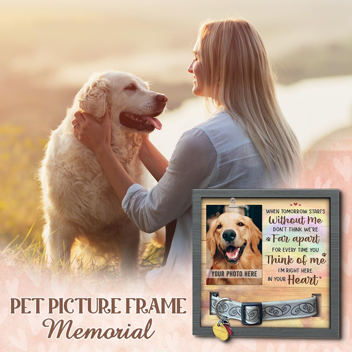 Pawfect House Dog Memorial Gifts For Loss Of Dog, Don'T Think We'Re Far Apart, Pet Loss Sign, Pet Memorial Collar Frame, Dog Ber