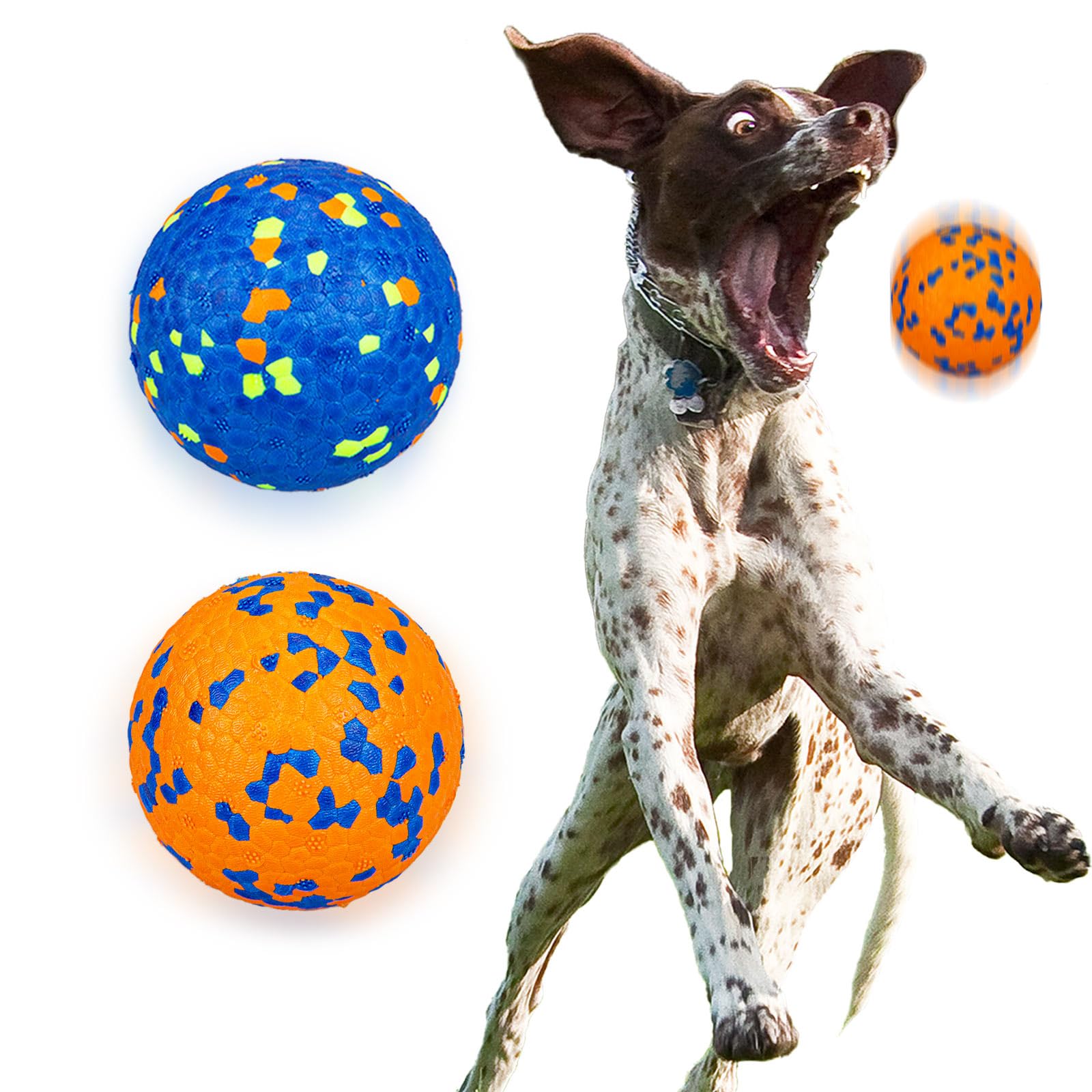Poupua Indestructible Dog Tennis Balls For Aggressive Chewers, Indestructible Dog Balls For Fetch Game, Durable Bouncy Lightweig