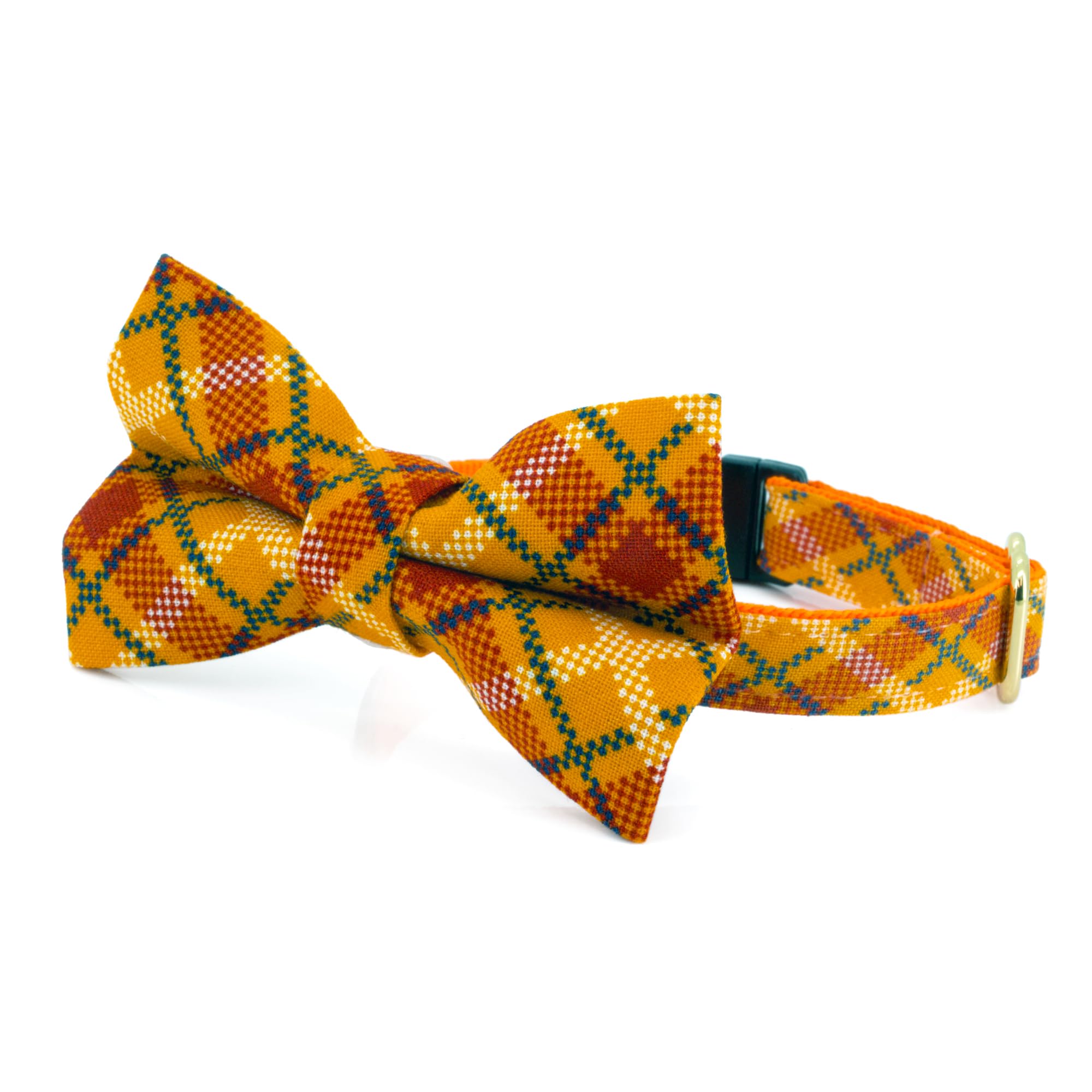 Ultra Joys Cat Collar With Bells - Breakaway For Cats, Kitten Collar - Boy & Girl Cat Collars - Orange Plaid Large