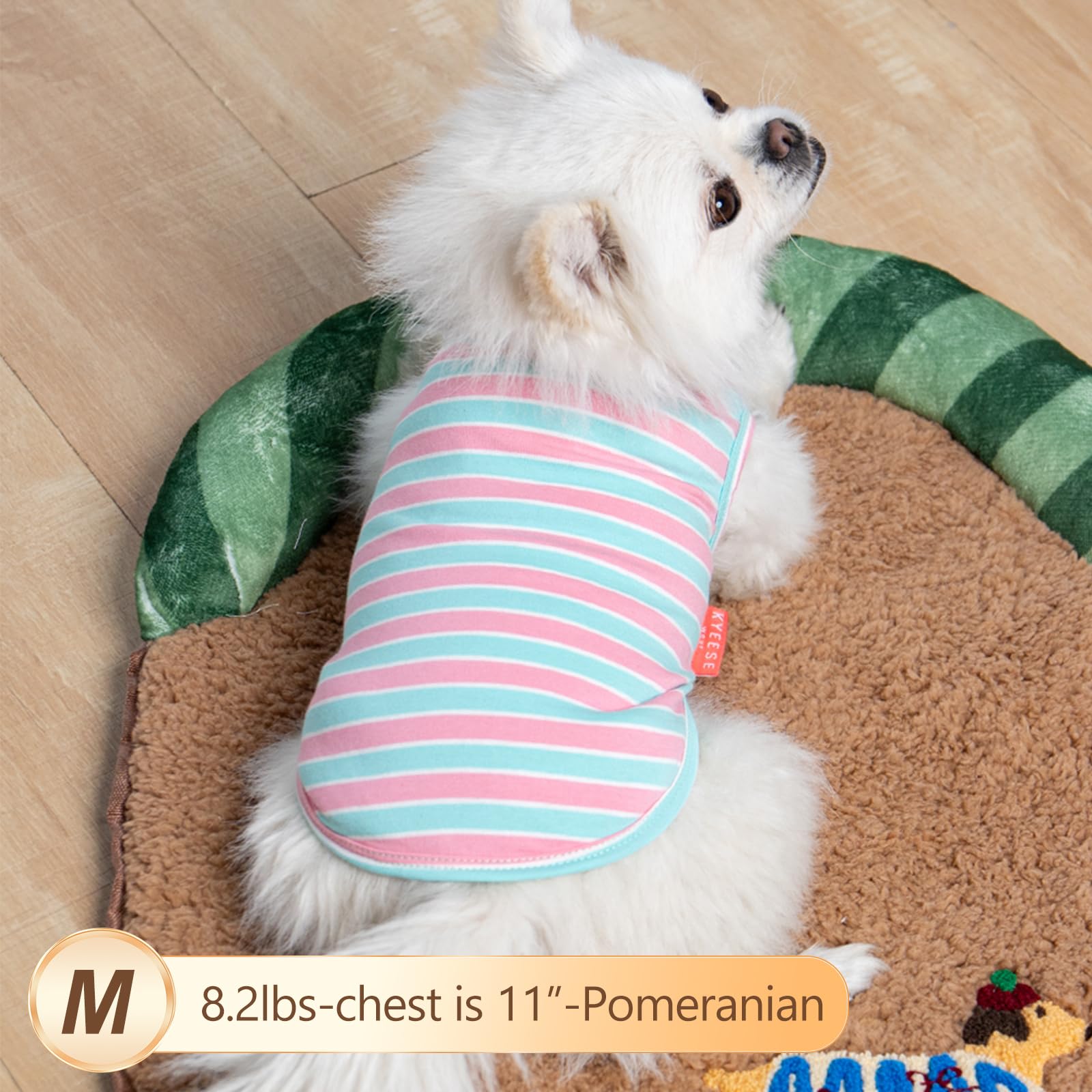Kyeese 2Pack Dog Shirts Striped T Shirt Cotton Tank Top Soft Tee For Small Dogs Lightweight Clothes Sleeveless Dog Vest, Medium,