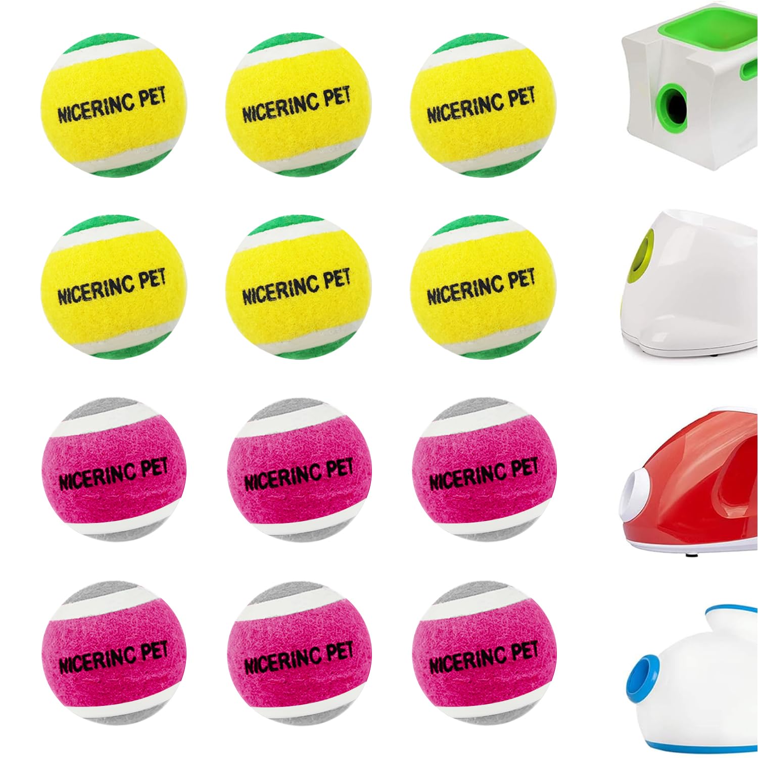 HOCTRAKA, NICERINC PET X-Small Dog Tennis Balls Dog Toys Ball 1.5 Pack of 12, Fit Ball Launchers