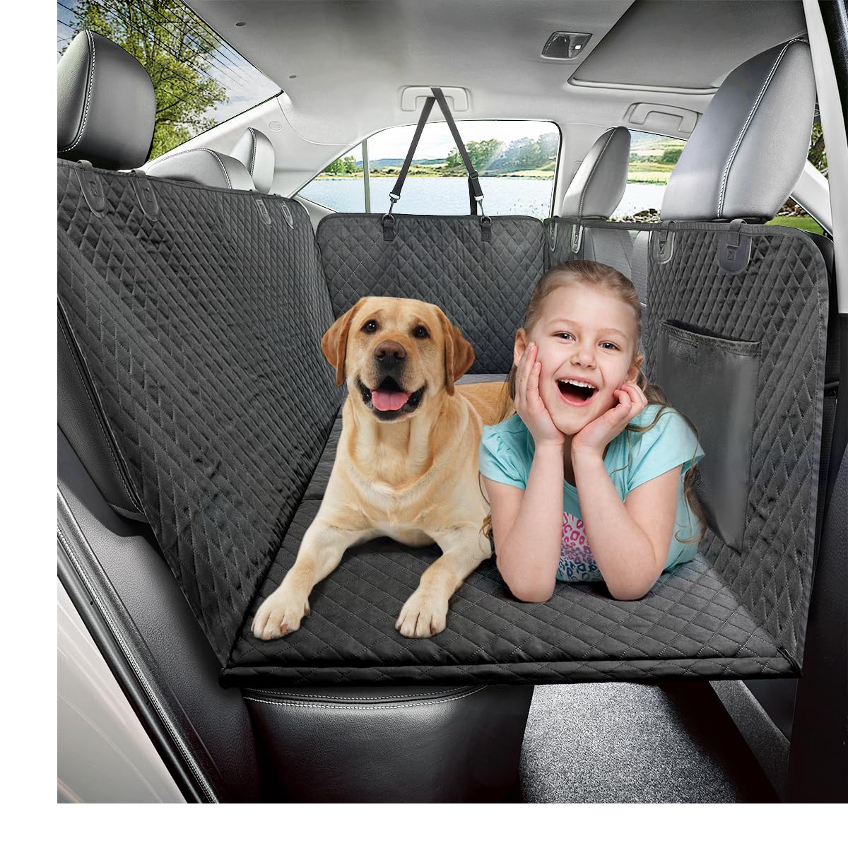 Vailge Bench Dog Seat Cover for Back Seat, 100% Waterproof HeavyDuty & Nonslip Back Seat Cover for Dogs,Washable & Compatible P