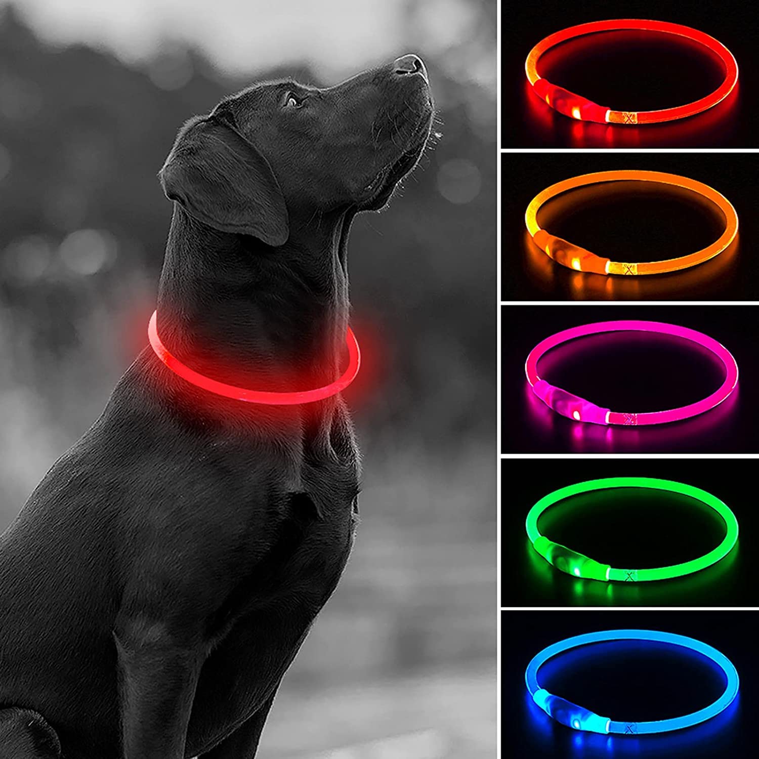 24X7 Emall Led Dog Collar, Usb Rechargeable Led Optical Fibre Collar Flashing Dog Collar Diy Light Up Necklaces Ensuring Safety 