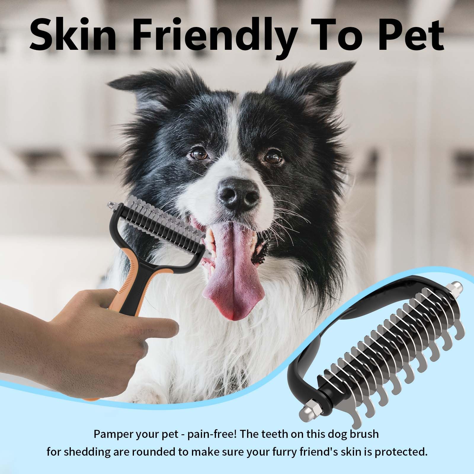 Pet Grooming Supplies - 2-In-1 Undercoat Rake And Dematting Tool For Cats/Dogs, Deshedding Brush For Long-Haired Pets, Furminato