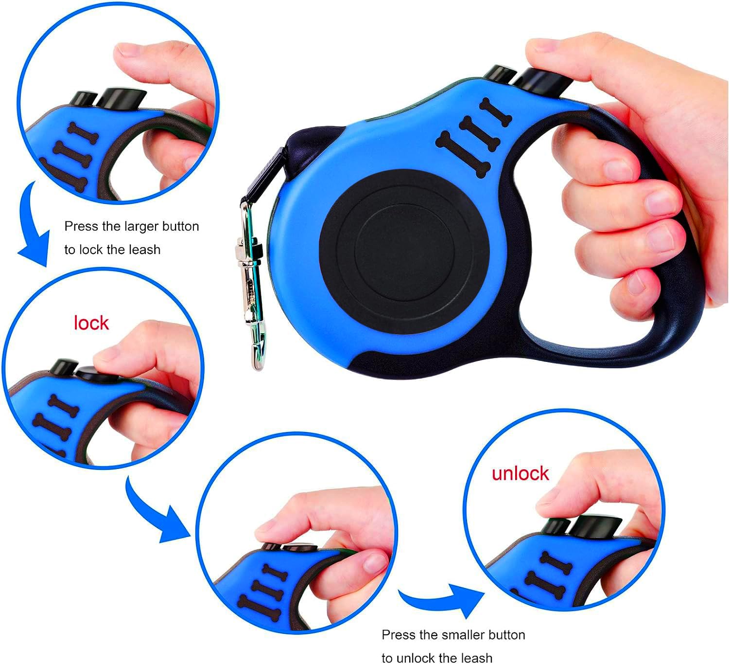 PETIMP Retractable Dog Leash Lightweight 16FT Leash Claw Print, with Folding Bowl,Dispenser,Rubbish Bags, for Small Medium Dogs(