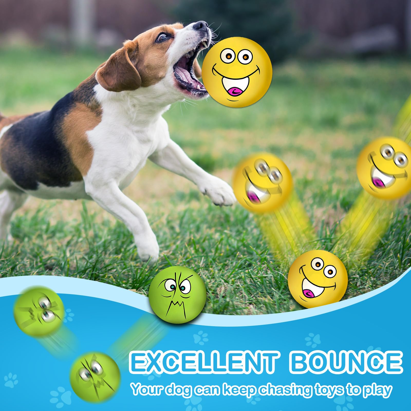 Coricorsu 3.14' Squeaky Dog Toys Funny Smile Face Chewing Latex Rubber Soft Fetch Play Interactive Squeaky Dog Balls For Puppy