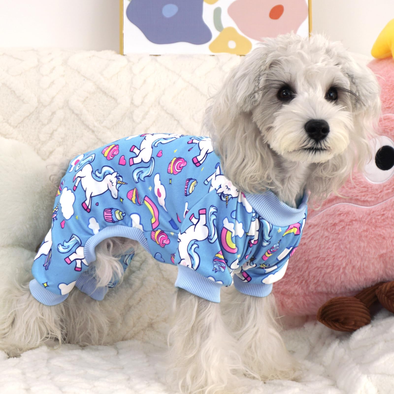 Xpudac 4 Pack Dog Pajamas For Small Medium Dogs, Strechy Soft Puppy Clothes For Doggie Girl Boy Pet Jumpsuit, Cat Onesie-2Xl