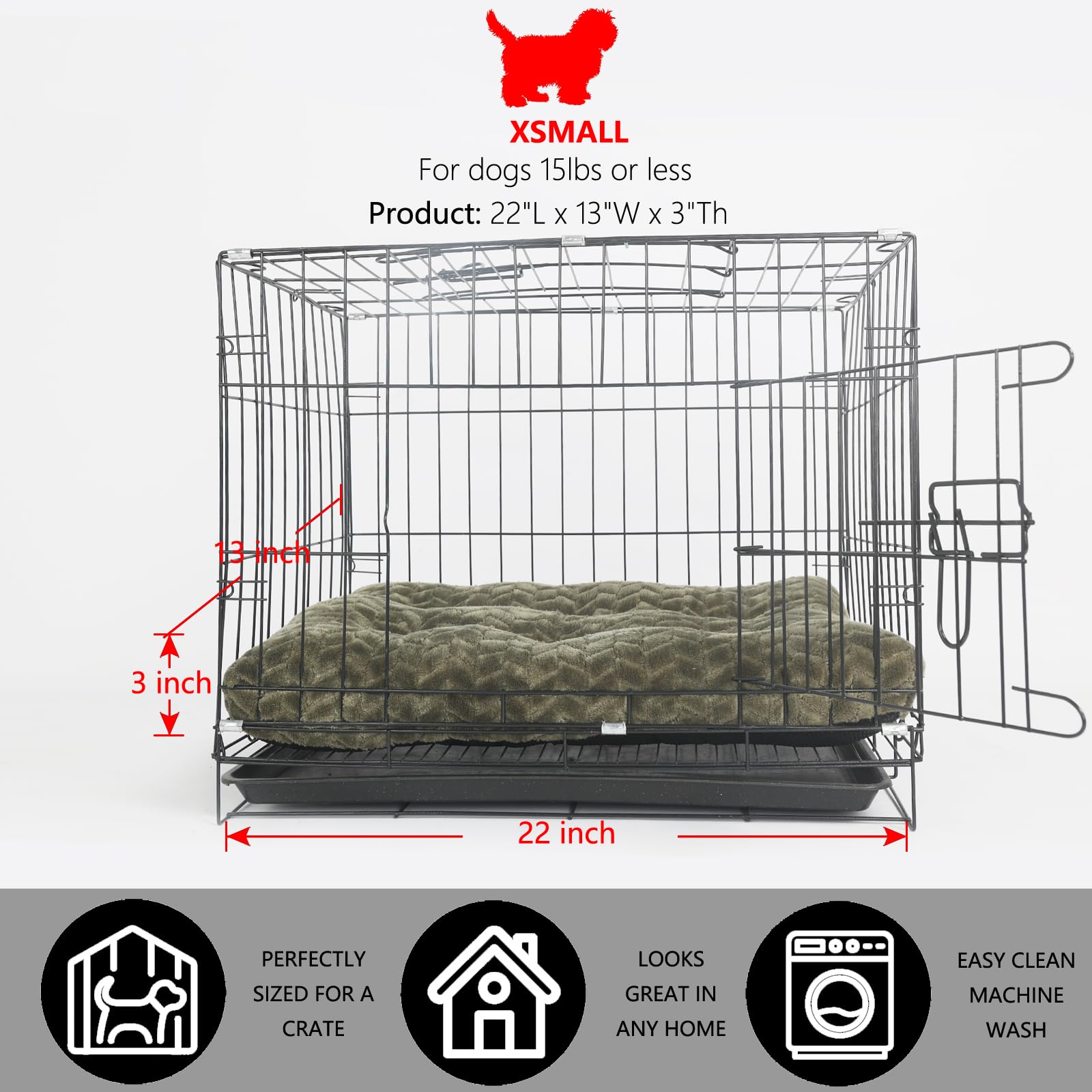 Necesitar Puppy Bed For Small Dogs Washable Ultra Soft Crate Bed For 22 Inch Cages With Anti-Slip Cozy Soft Sleeping Pillow Up T