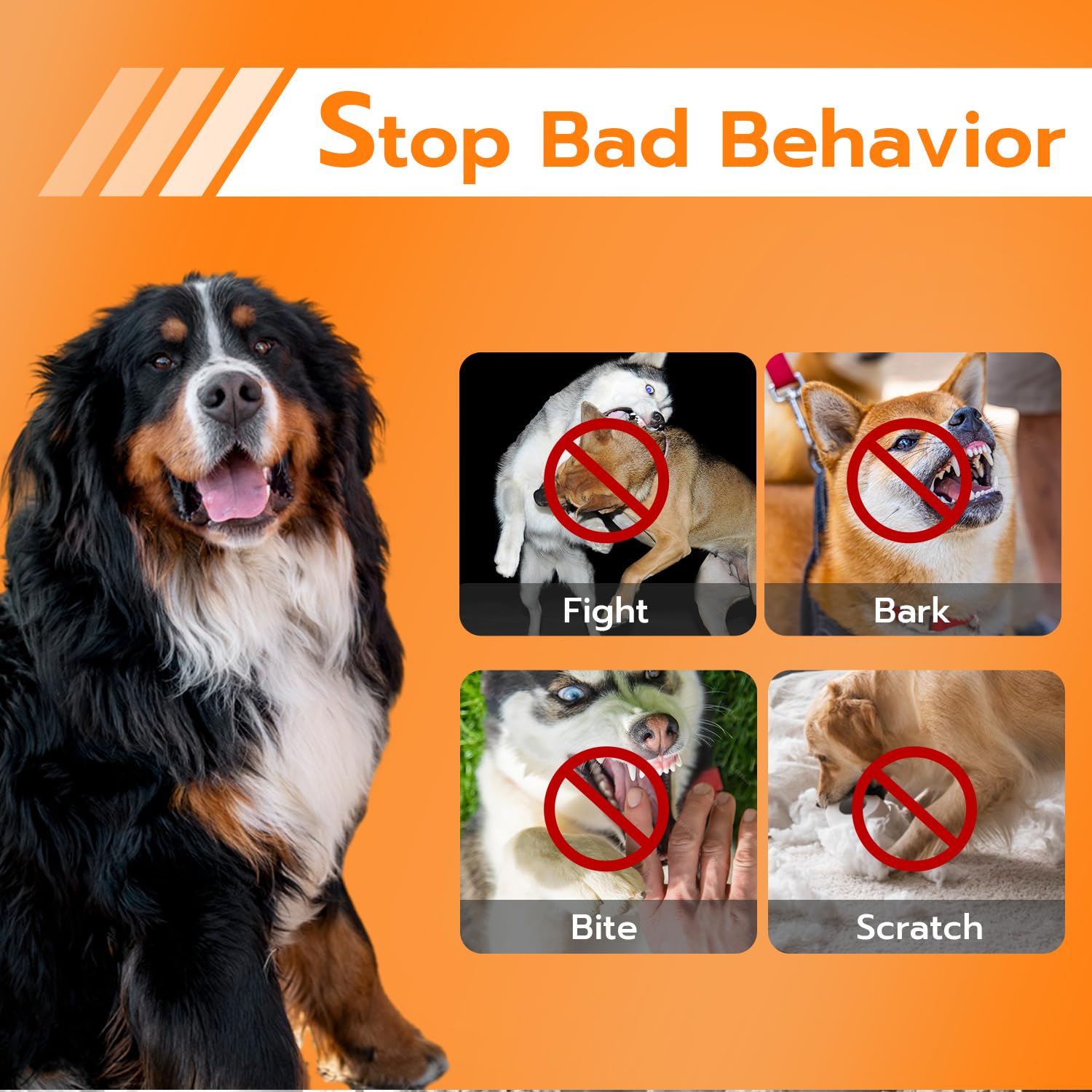 Mcbazel Dog Bark Deterrent Devices, Multifunctional Powerful Anti Barking, Rechargeable Ultrasonic Control Up To 50Ft - Black