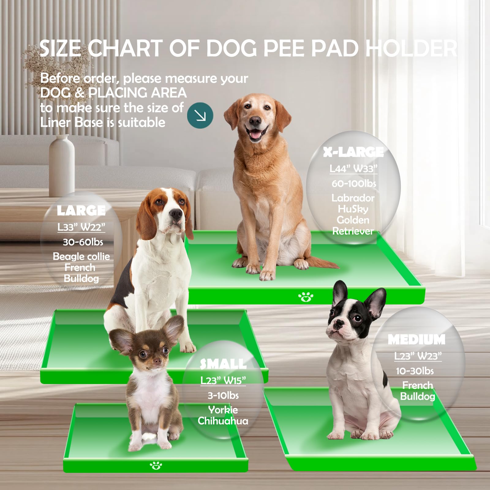 MEEXPAWS Dog Pee Pad Holder Tray, Leak-Proof Plastic, Foldable Design, Small 23"x15", Black
