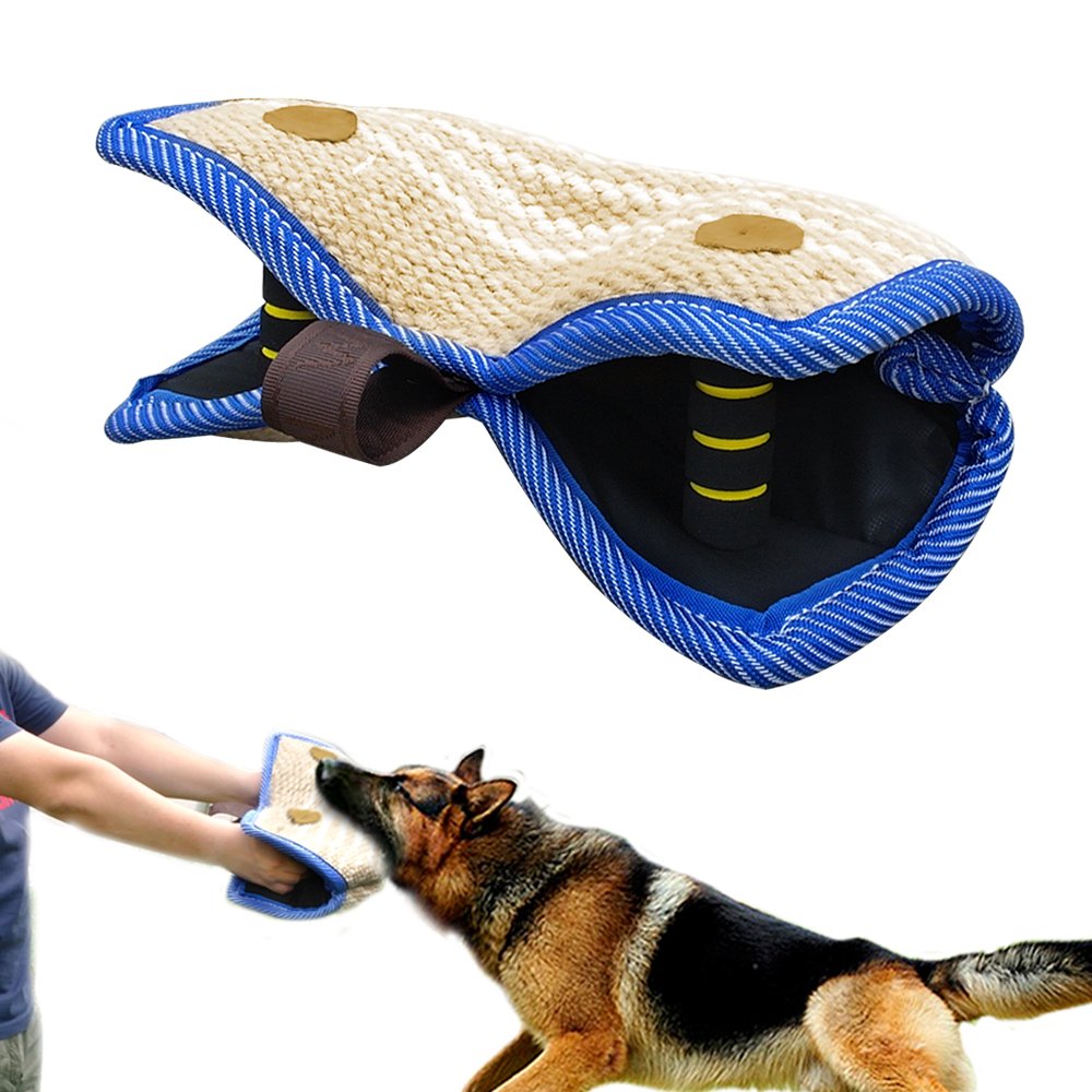 Pet Artist Jute/Linen Bite Wedge Bite Pillow 2 Handle With 1 Loop Tug Toy 14'(36Cm) 8'(20Cm) Training Toy For Medium To Large Dogs Ideal For German Shepherd/American Bully/Pitbulls/Rottweilers