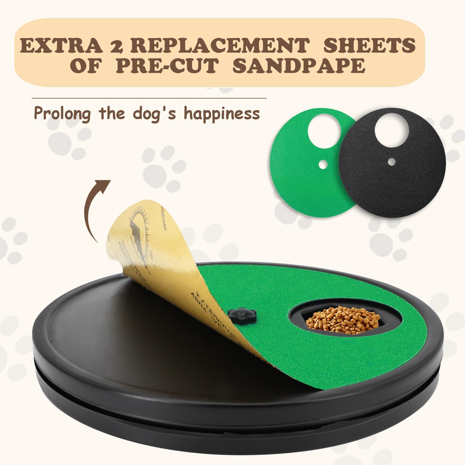 Ykall Dog Nail Scratch Board - 3 in 1 Rotatable Round Dogs Scratch Pad with Treats Compartment, Stress-Free Scratch Pad Dog Nail