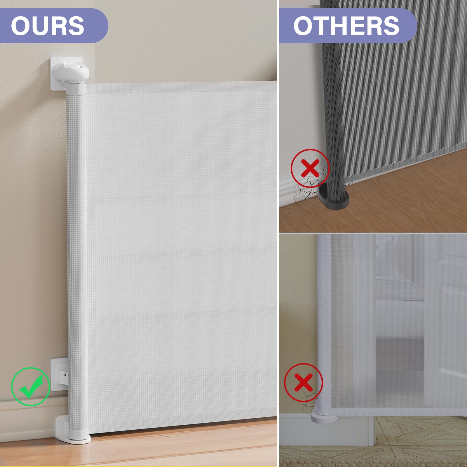 Retractable Baby Gates No Drilling, PRObebi Retractable Dog Gate for The House Extends to 54 Wide 33 Tall, Gates for Baby Indoor