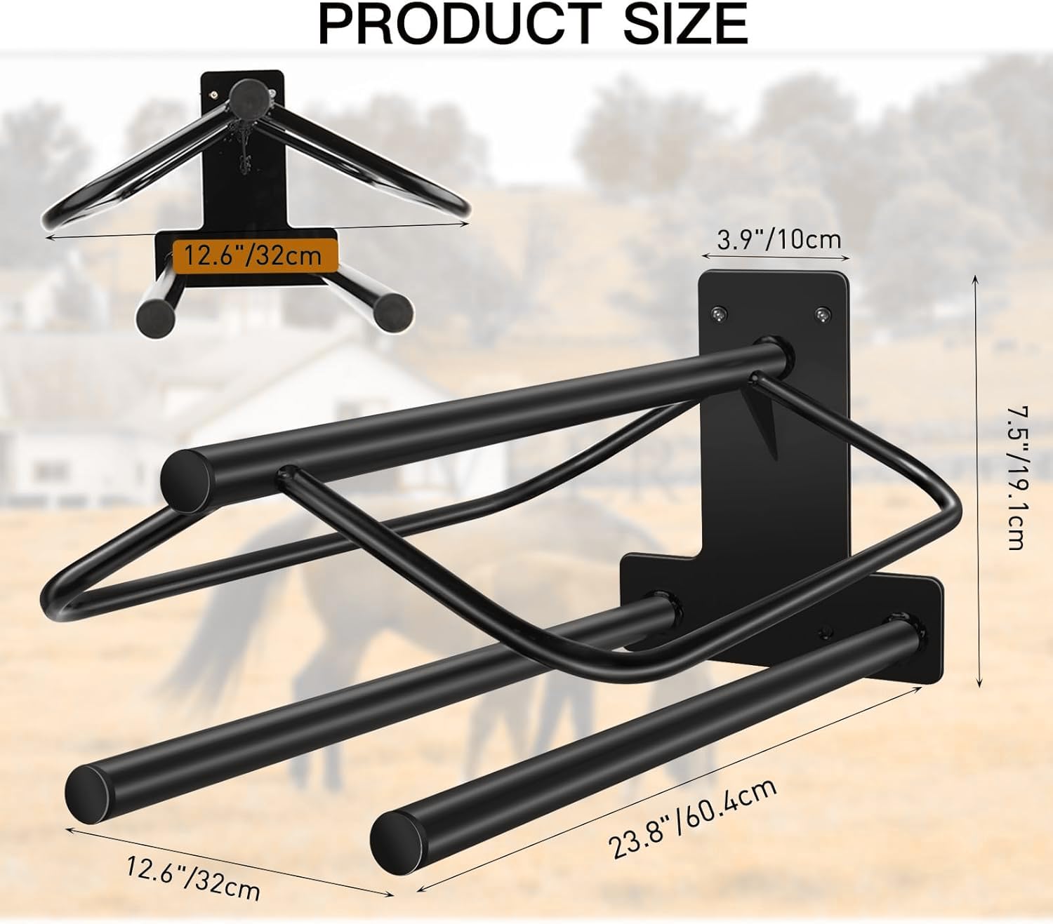 Hdyegy 2Pcs Saddle Rack With Double Pad Bar,Heavy Duty Wall Mounted Saddle Rack Stand Saddle Pad Rack For English And Western Sa