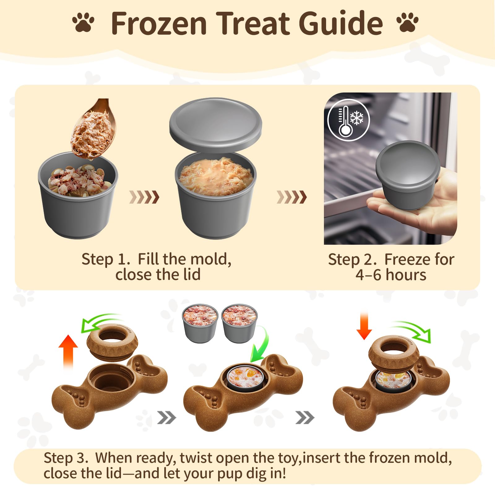 PETSWEET 3-in-1 Enrichment Chew Toy for Aggressive Chewers, Interactive Toy Keep Them Busy, Frozen Dog Treat Toy with Peanut But