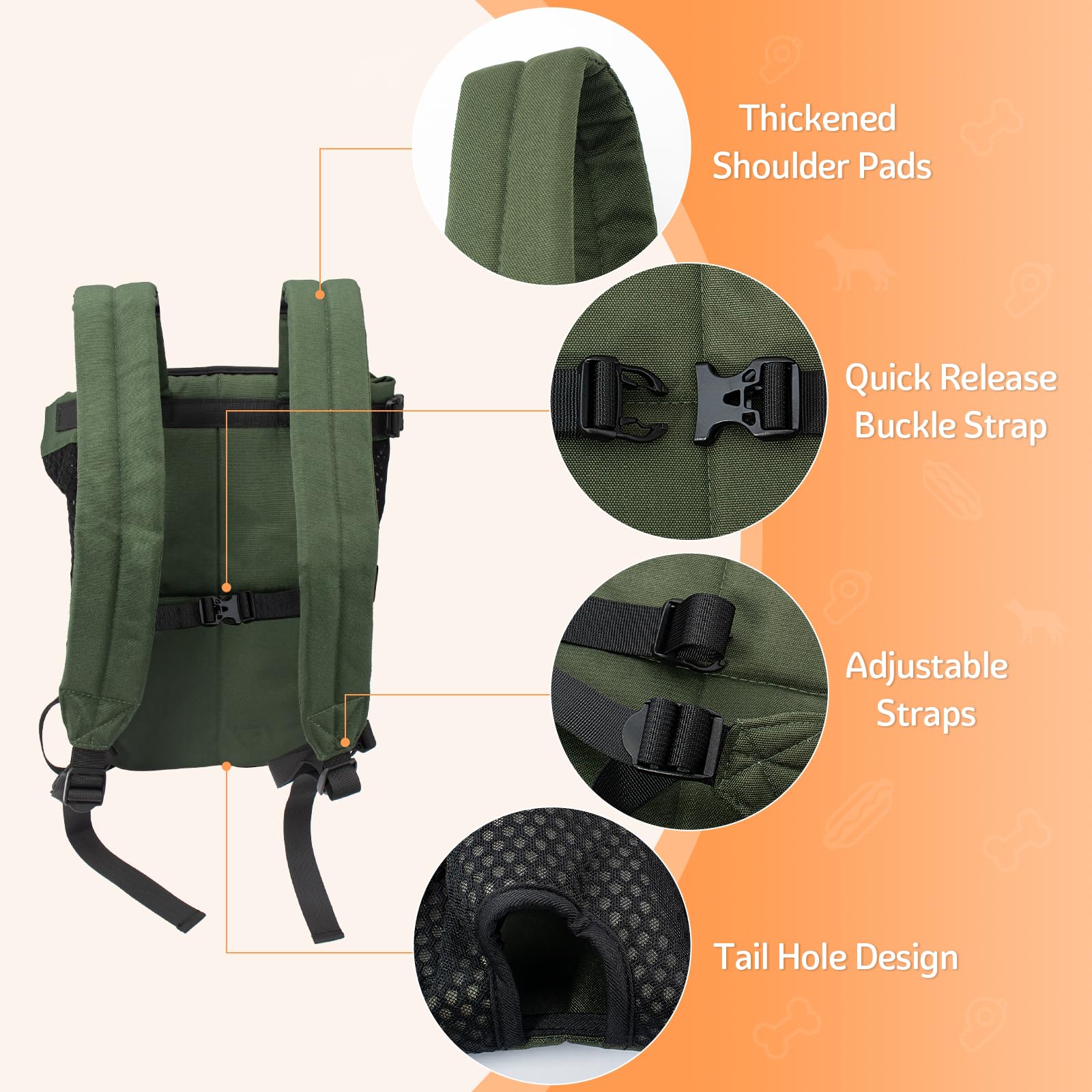 Dog Carrier Backpack, Pet Front Carrier Backpack Legs Out Dog Chest Carrier for Small Medium Dogs, Hands-Free Cat Backpack Carri