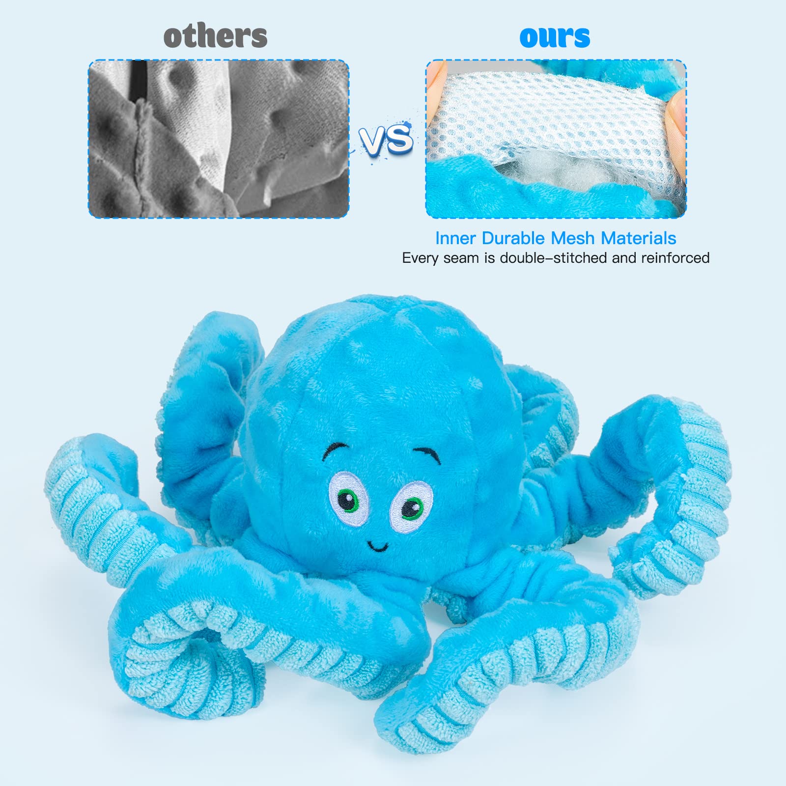 Pubialo Squeaky Dog Toys Octopus-Tug Of War Dog Plush Toy For Large Breed Interactive Dog Chew Toys For Puppies Small And Large Dogs Training And Reduce Boredom (Blue, Octopus)