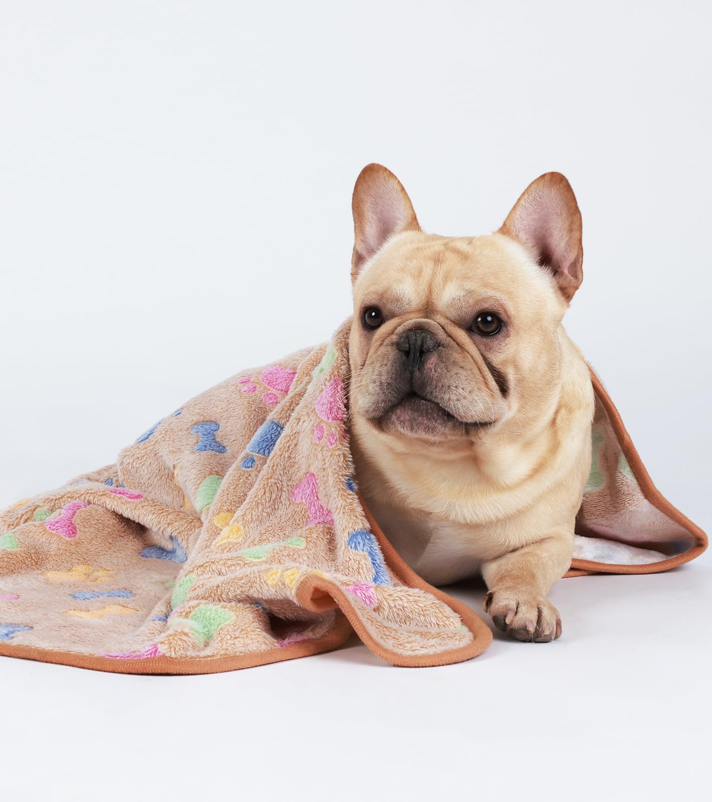 1 Pack 3 Blankets Super Soft Fluffy Cute Bone Pattern Pet Blanket Flannel Throw For Dog Puppy Cat Pink/Brown/Purple Medium