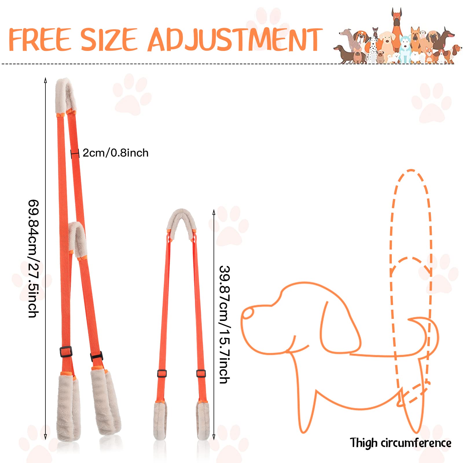 Mixweer 2 Pcs Dog Support Harness for Back Legs Dog Rear Lifting Sling Aid with Handle and Shoulder Strap Hind Leg Support for P