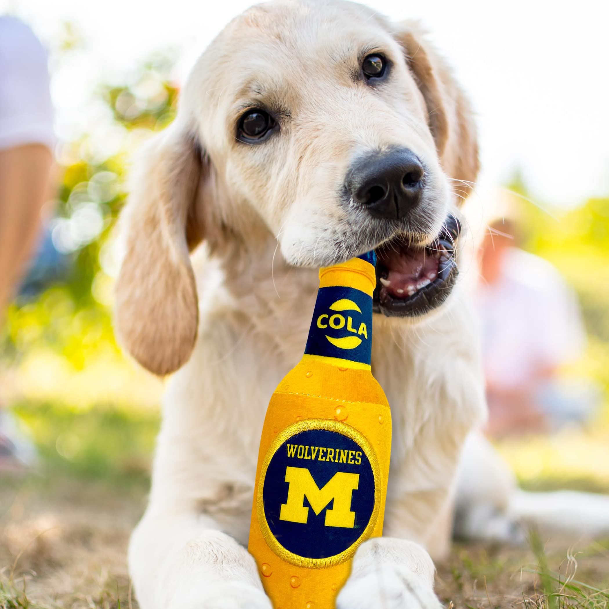 Ncaa Michigan Wolverines Beer Bottle Plush Dog & Cat Squeak Toy- Cutest Stadium Soda Bottle Snack Plush Toy For Dogs & Cats With