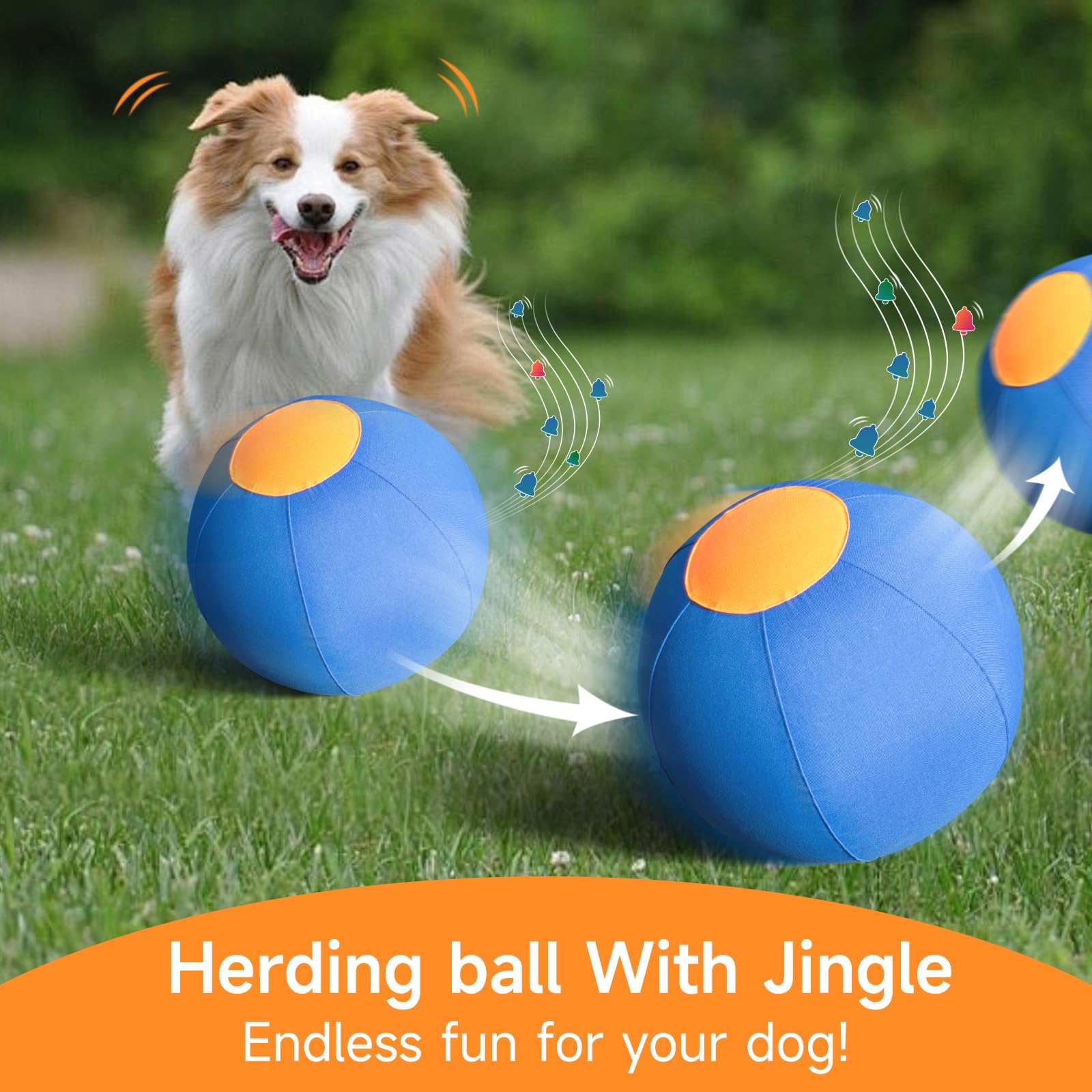 Tailwaggers Jingle Herding Ball For Dogs,Durable Cover For Long-Lasting Dog Toys, For Exercise And Entertainment Dogs In Backyar