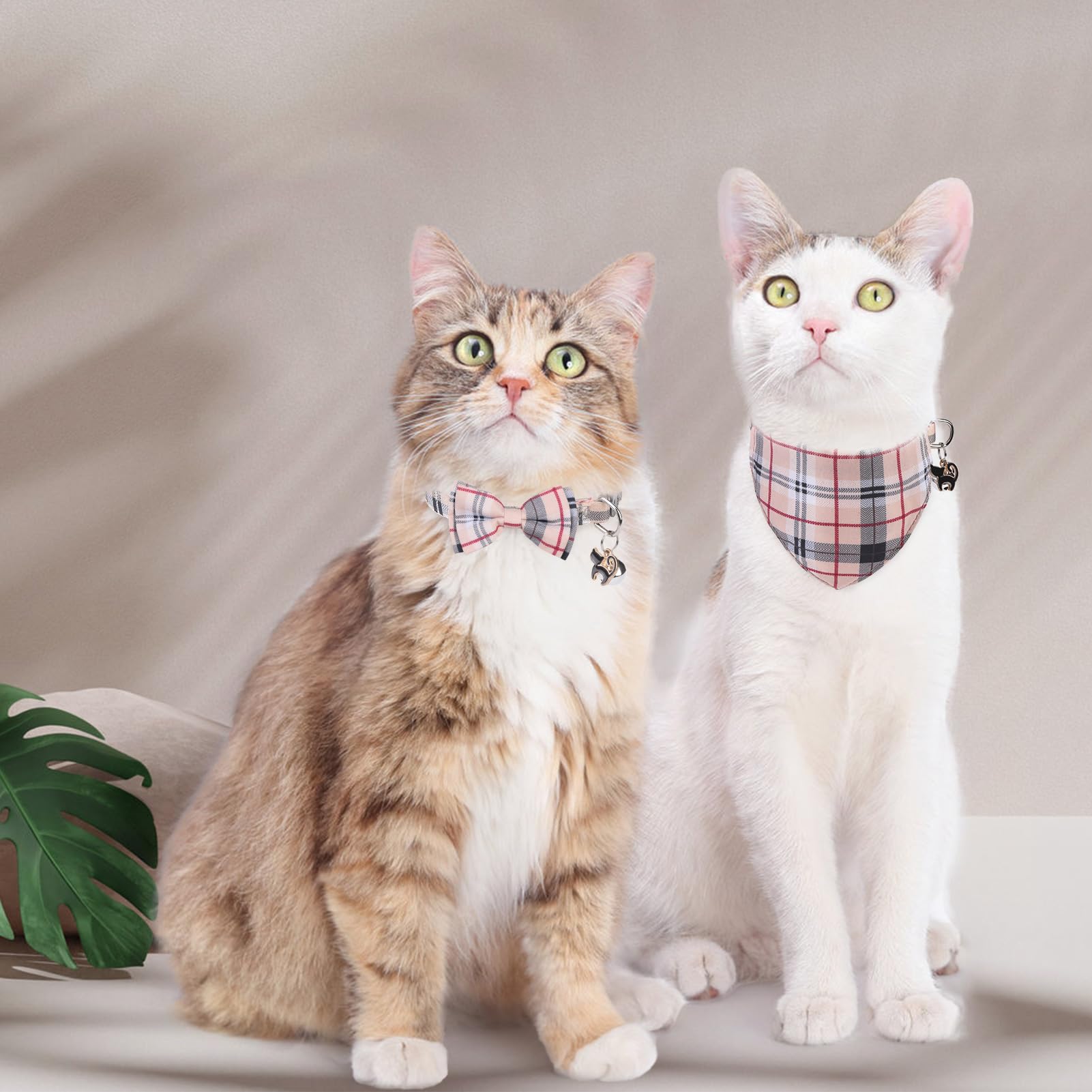 Scenereal Plaid Cat Bandana Collars - 2 Pack Breakaway Kitten Collars With Bell Bowtie, Accessories For Pet Birthday Collars, Ad