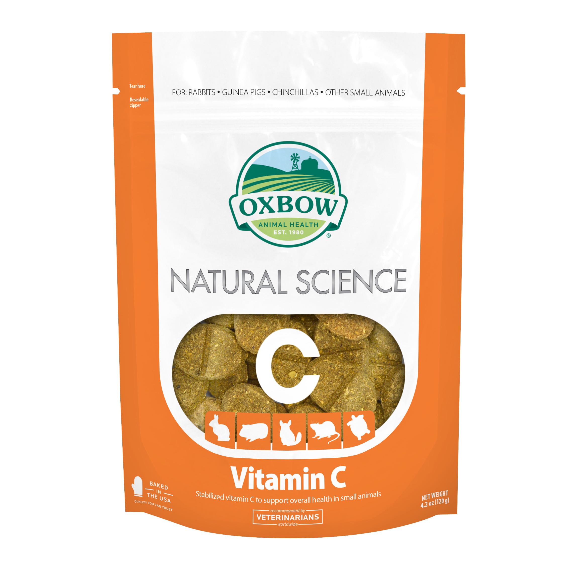 Oxbow Animal Health Natural Science Vitamin C Supplement, Vitamin C for Guinea Pig, Made with Oxbow Timothy Hay, Pet Supplements