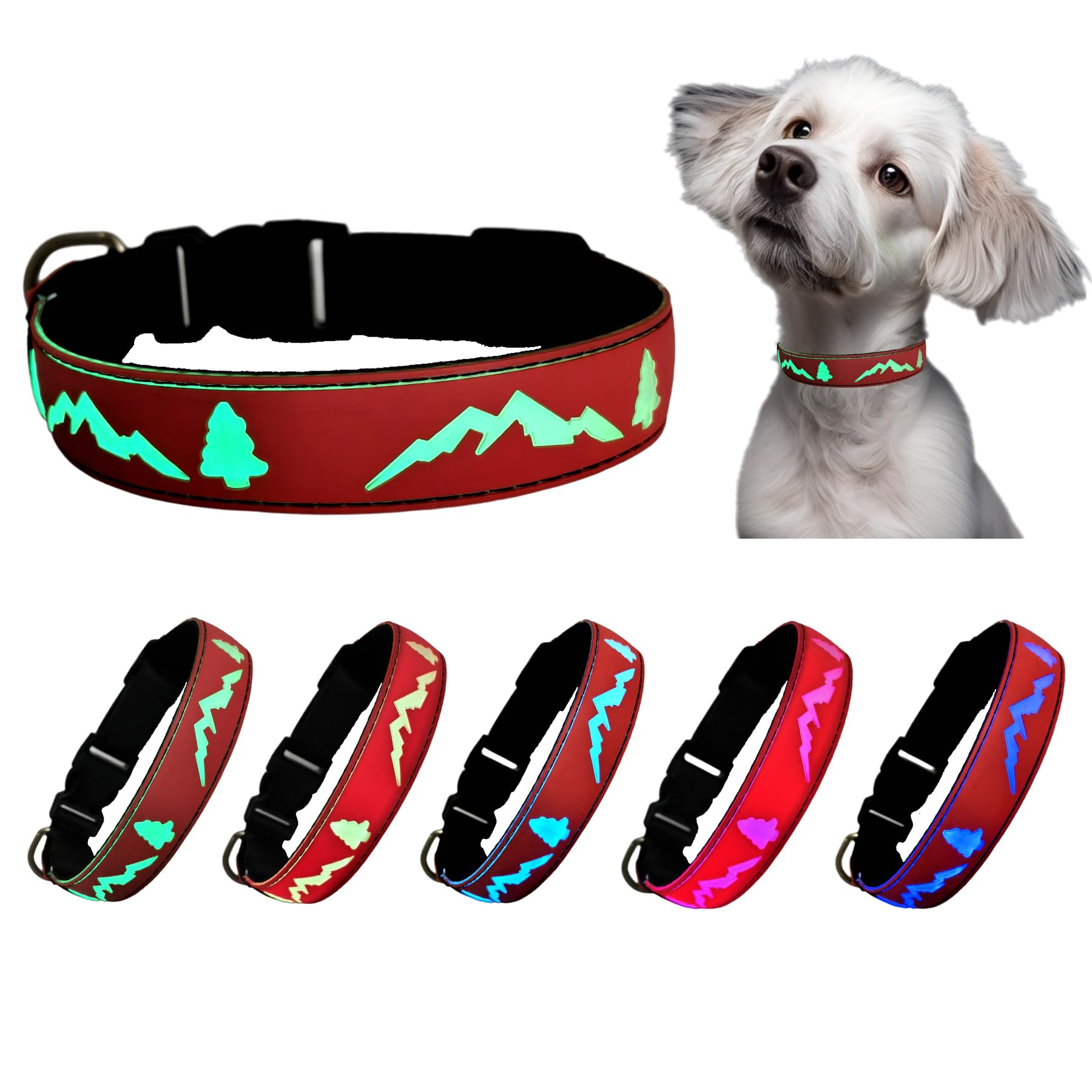 Dogled Led Dog Collar, 15 Light Modes, Usb-C Rechargeable, Silicone Material, Adjustable Size, (Red, Xl(19.7-23.6'))